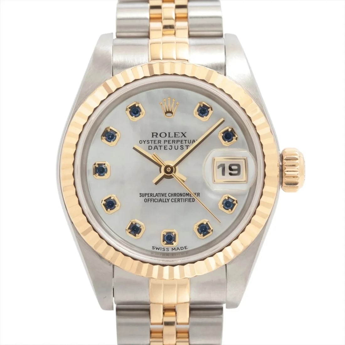 ROLEX DATEJUST SS?YG WHITE SHELL: Rolex Datejust SS?YG white shell Brand: Rolex Type/Style: Wristwatch Material: SS?YG Color: Dial Color white shell Size: Case:W0.8 x H0.8inch / W26 x H26 Circumference of Wrist:6.5inch / 16.5