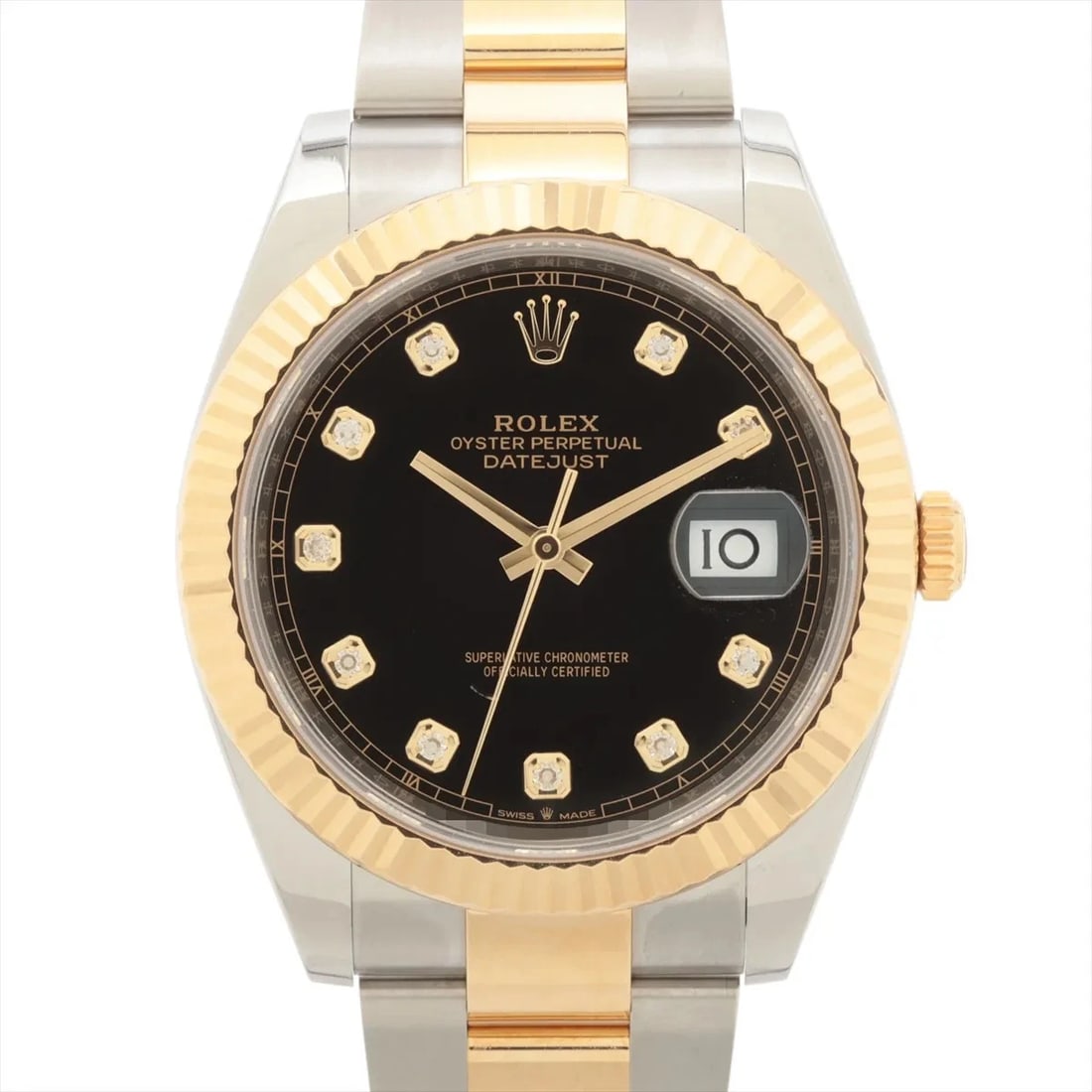 ROLEX DATEJUST SS?YG BRIGHT BLACK: Rolex Datejust SS?YG bright black Brand: Rolex Type/Style: Wristwatch Material: SS?YG Color: Dial Color bright black Size: Case:W1.6 x H1.6inch / W41 x H41 Circumference of Wrist:7.3inch / 18.5 Ac