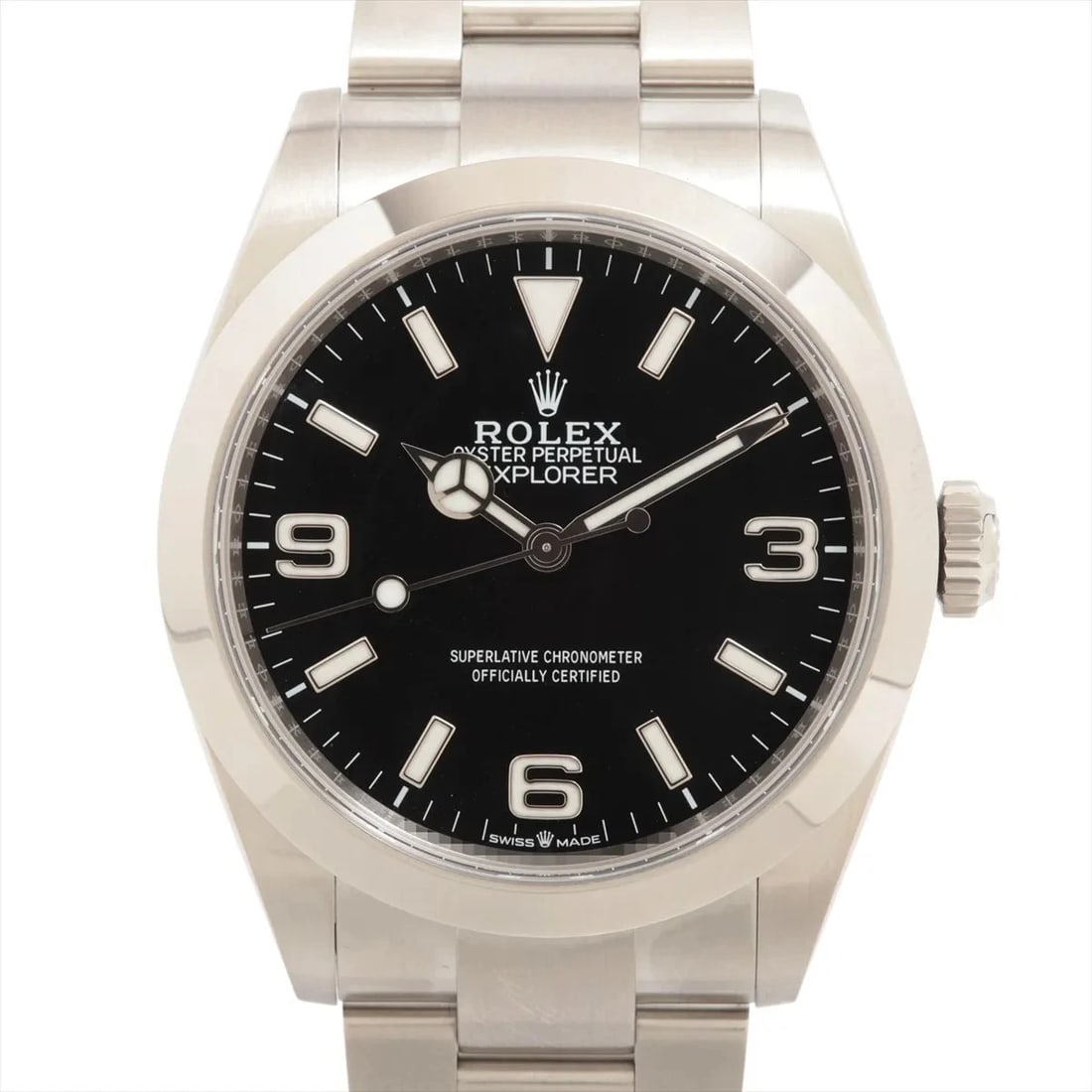 ROLEX EXPLORER SS BLACK: Rolex Explorer SS black Brand: Rolex Type/Style: Wristwatch Material: SS Color: Dial Color Black Size: Case:W1.6 x H1.6inch / W40 x H40 Circumference of Wrist:7.1inch / 18 Accessories: None