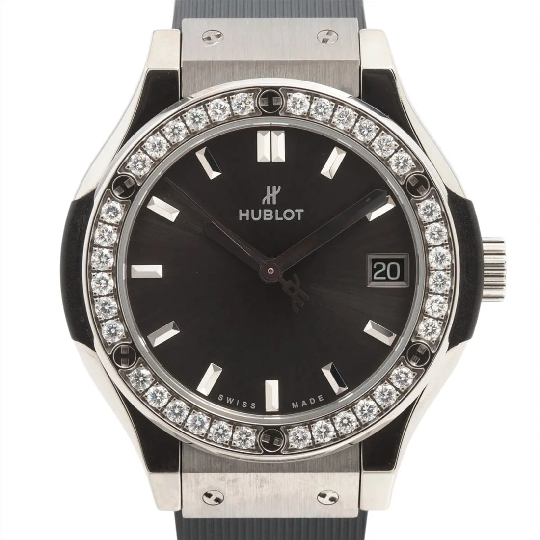 HUBLOT CLASSIC FUSION TITANIUM RACING GRAY SS & RUBBER: Hublot Classic Fusion TITANIUM racing Gray SS & Rubber Brand: Hublot Type/Style: Wristwatch Material: SS x TI x rubber Color: Dial Color Gray Size: Case:W1.2 x H1.2inch / W33 x H33 Circumference of Wr