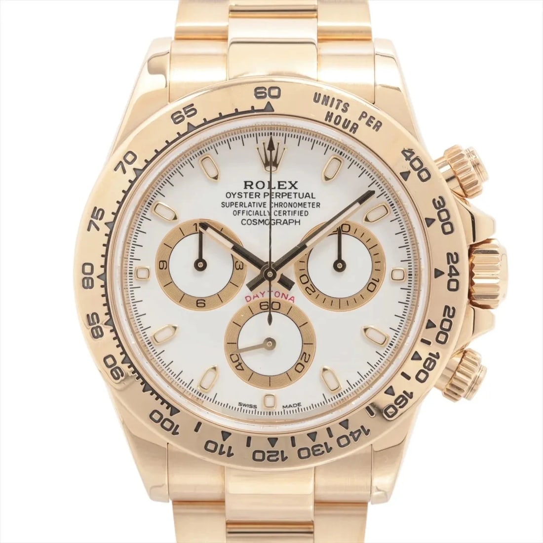 ROLEX COSMOGRAPH DAYTONA YG AT WHITE: Rolex Cosmograph Daytona YG AT white Brand: Rolex Type/Style: Wristwatch Material: YG Color: Dial Color White Size: Case:W1.6 x H1.6inch / W40 x H40 Circumference of Wrist:7.1inch / 18 Accessories: