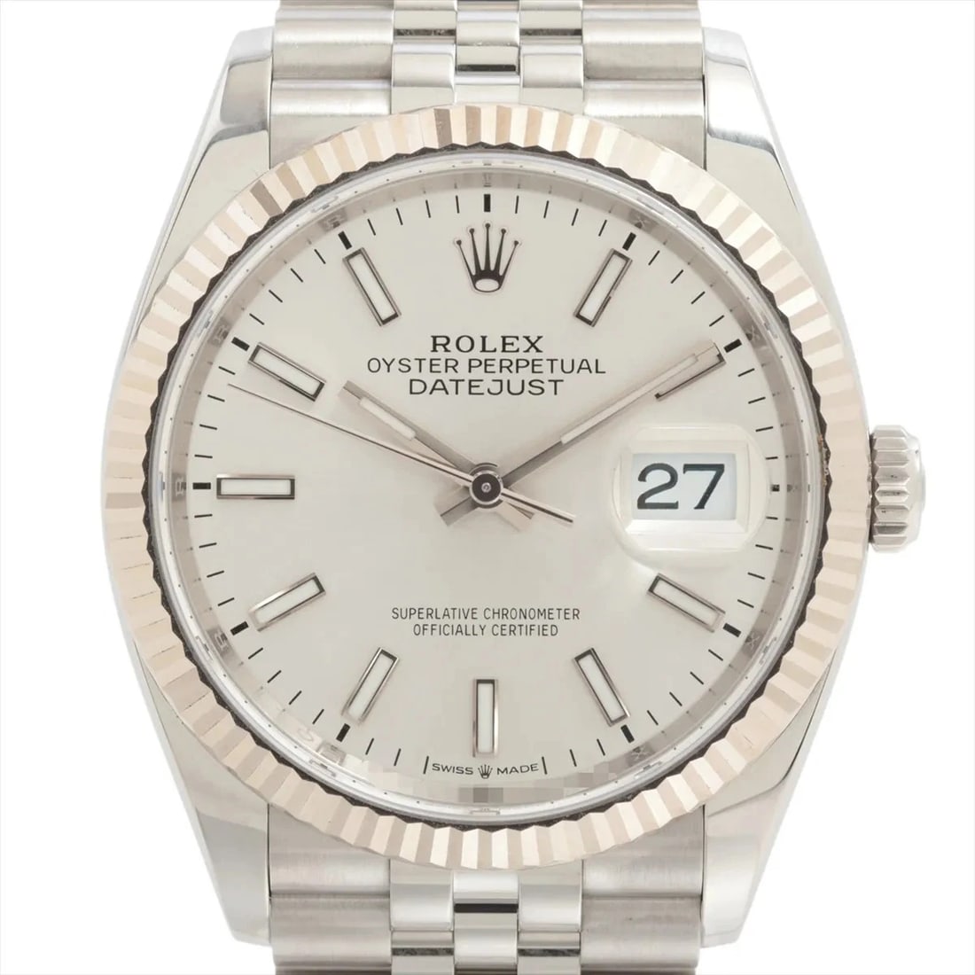 ROLEX DATEJUST JUBILEE BRACELET: Rolex DATEJUST jubilee bracelet Brand: Rolex Type/Style: Wristwatch Material: SS?WG Color: Dial Color Silver Size: Case:W1.2 x H1.2inch / W36 x H36 Circumference of Wrist:6.5inch / 16.5 Accessorie