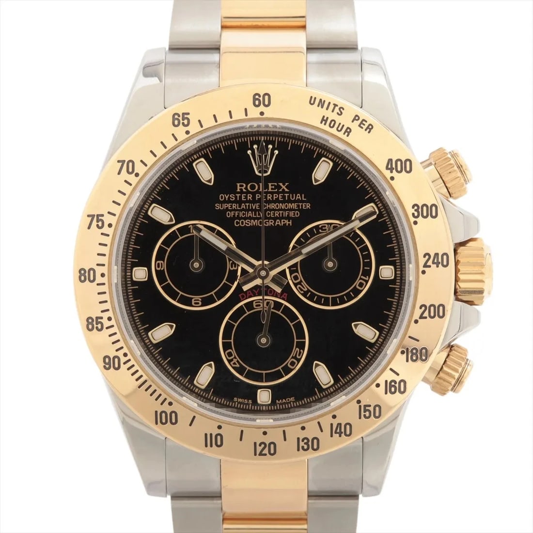 ROLEX COSMOGRAPH DAYTONA SS?YG AT BLACK: Rolex Cosmograph Daytona SS?YG AT black Brand: Rolex Type/Style: Wristwatch Material: SS?YG Color: Dial Color Black Size: Case:W1.6 x H1.6inch / W40 x H40 Circumference of Wrist:7.1inch / 18