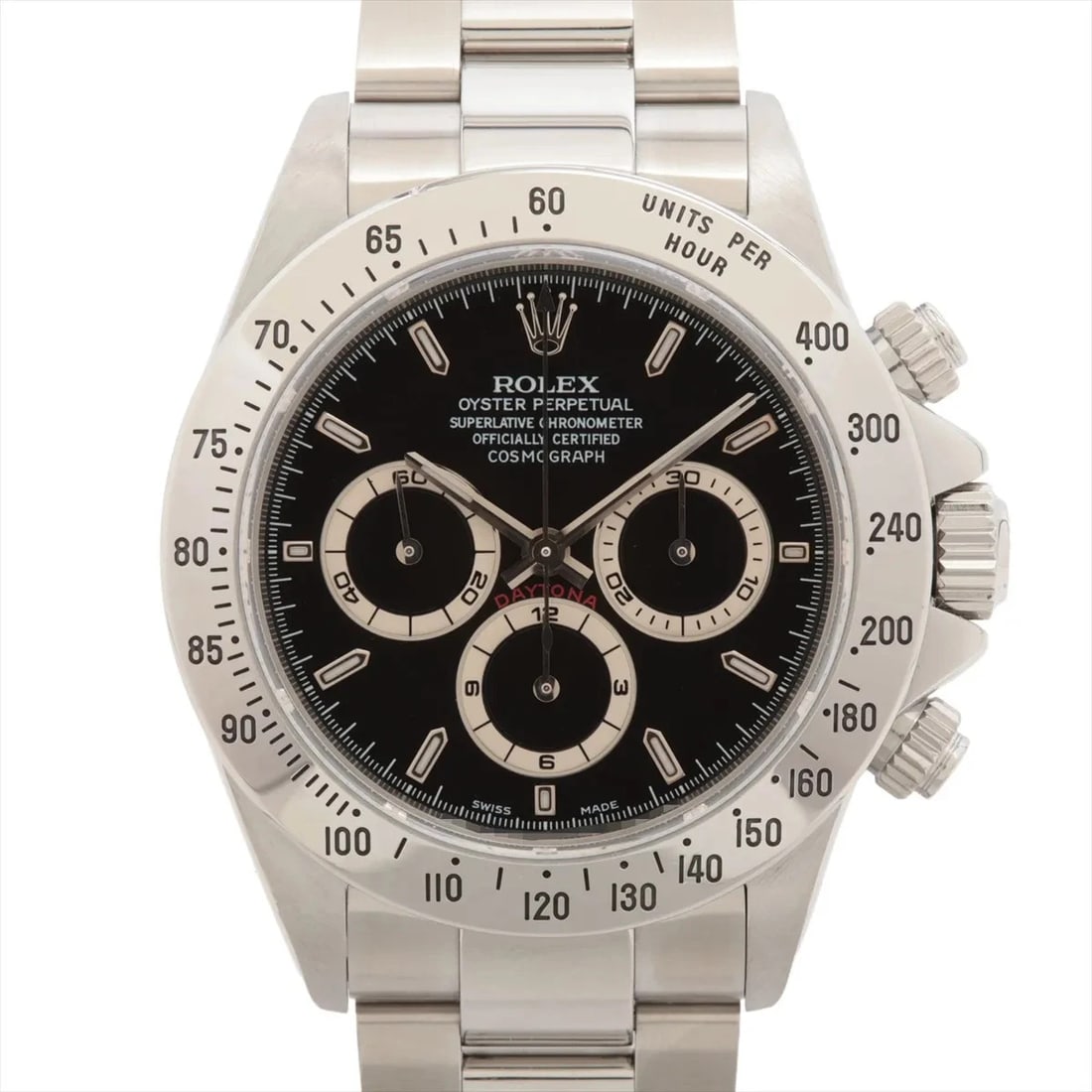ROLEX COSMOGRAPH DAYTONA SS BLACK: Rolex Cosmograph Daytona SS Black Brand: Rolex Type/Style: Wristwatch Material: SS Color: Dial Color Black Size: Case:W1.2 x H1.2inch / W39 x H39 Circumference of Wrist:7.1inch / 18 Accessories: None