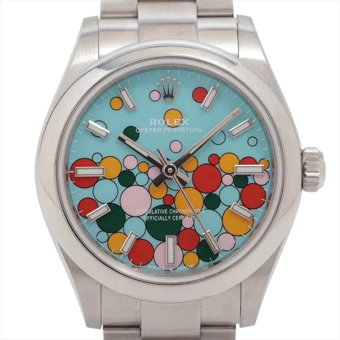 ROLEX OYSTER PERPETUAL SS: Rolex Oyster Perpetual SS Brand: Rolex Type/Style: Wristwatch Material: SS Color: Dial Color celebration Size: Case:W1.2 x H1.2inch / W31 x H31 Circumference of Wrist:6.9inch / 17.5 Accessories: None