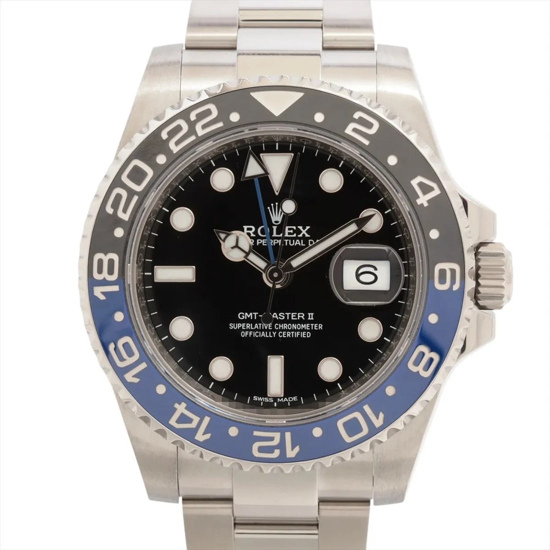 ROLEX GMT MASTER SS BLACK OYSTER BRACELET: Rolex GMT Master SS black oyster bracelet Brand: Rolex Type/Style: Wristwatch Material: SS Color: Dial Color Black Size: Case:W1.6 x H1.6inch / W40 x H40 Circumference of Wrist:6.5inch / 16.5