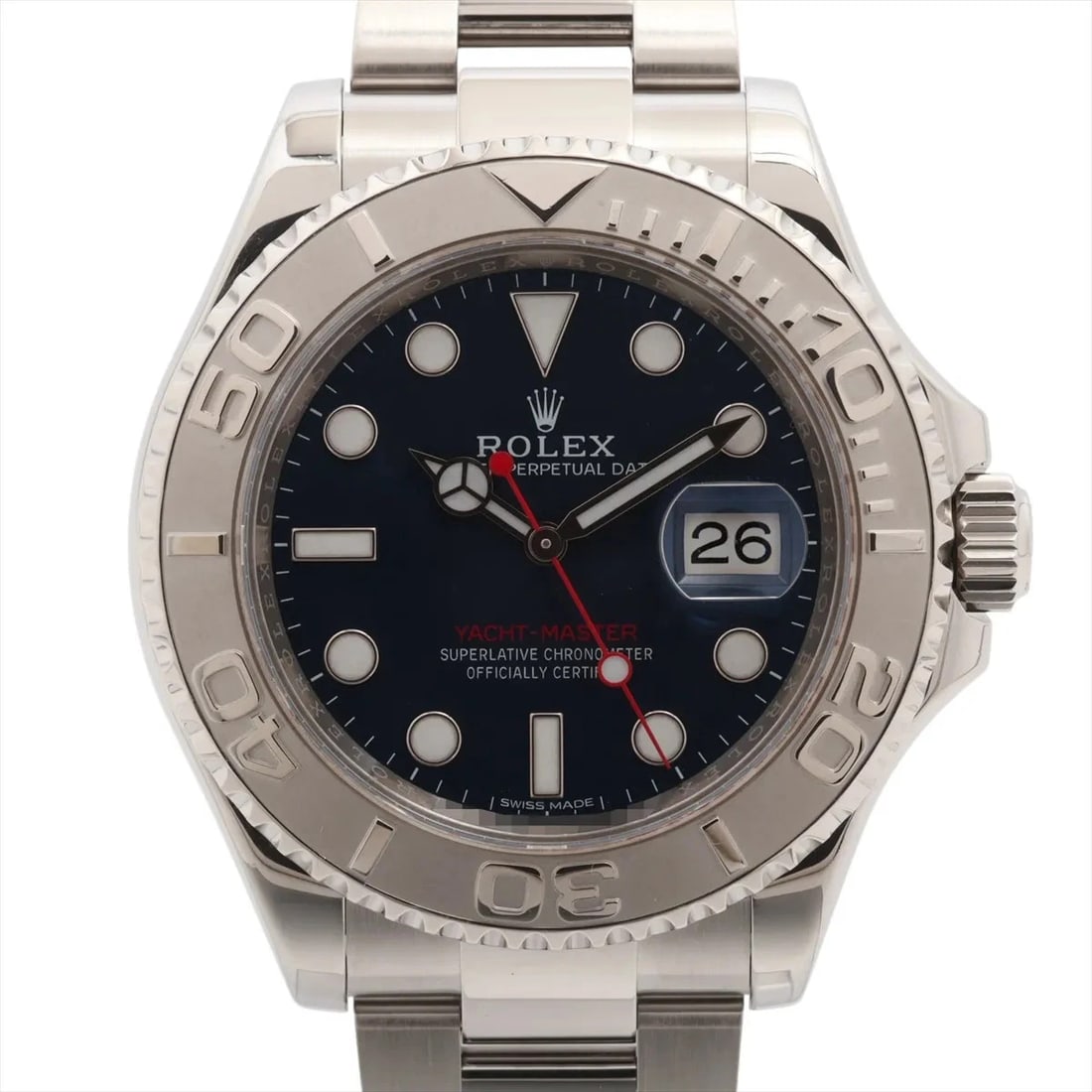 ROLEX YACHT-MASTER PT?SS BLUE: Rolex Yacht-Master PT?SS blue Brand: Rolex Type/Style: Wristwatch Material: PT?SS Color: Dial Color Blue Size: Case:W1.6 x H1.6inch / W40 x H40 Circumference of Wrist:7.3inch / 18.5 Accessories: N