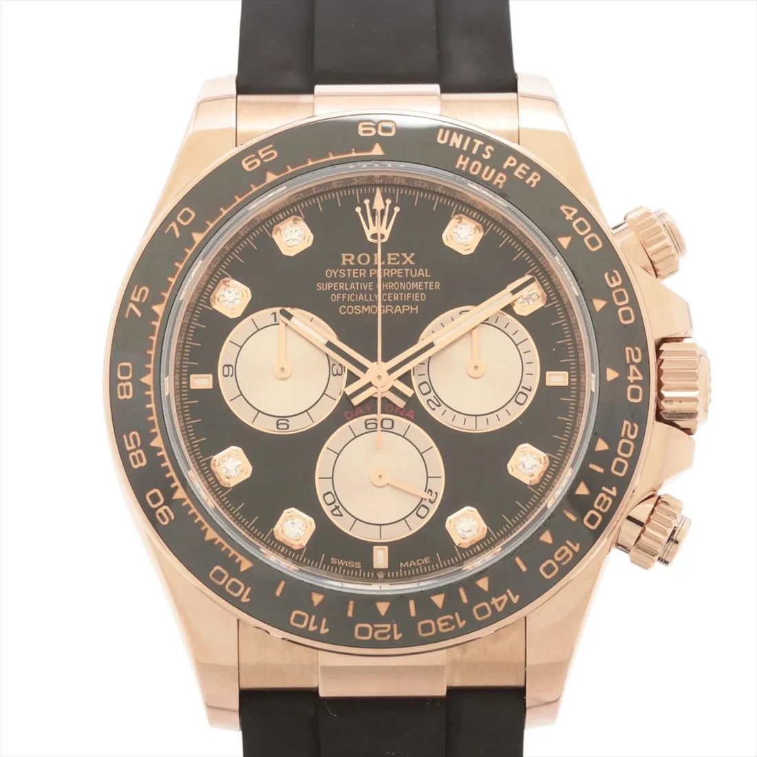 ROLEX COSMOGRAPH DAYTONA PG RUBBER BRIGHT BLACK: Rolex Cosmograph Daytona PG rubber bright black Brand: Rolex Type/Style: Wristwatch Material: PG & rubber Color: Dial Color bright black Size: Case:W1.6 x H1.6inch / W40 x H40 Circumference of