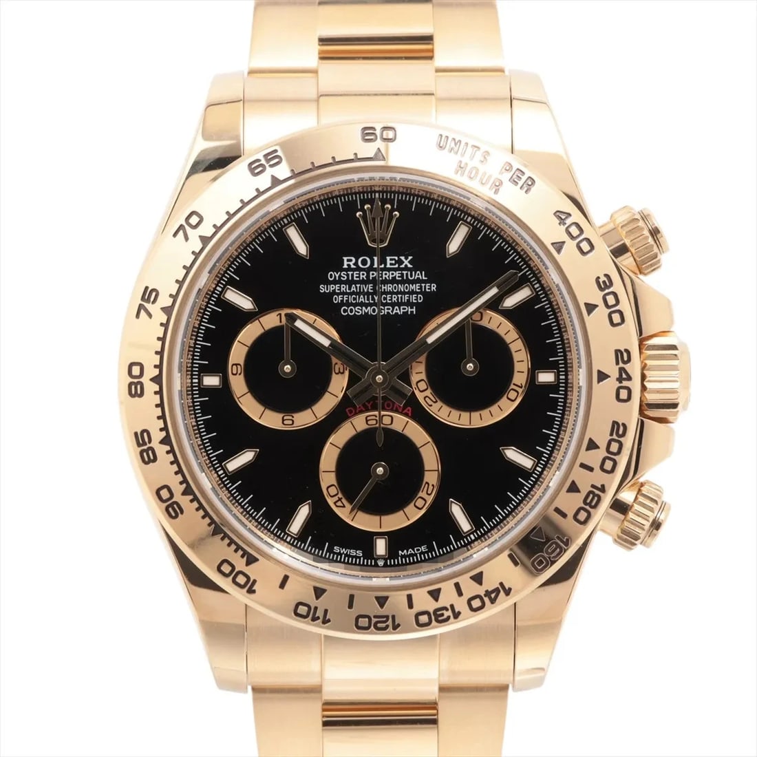 ROLEX COSMOGRAPH DAYTONA YG BLACK: Rolex Cosmograph Daytona YG black Brand: Rolex Type/Style: Wristwatch Material: YG Color: Dial Color Black Size: Case:W1.6 x H1.6inch / W40 x H40 Circumference of Wrist:6.7inch / 17 Accessories: None