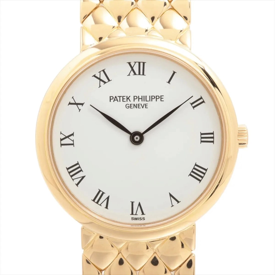 PATEK PHILIPPE CALATRAVA YG WHITE: Patek Philippe Calatrava YG white Brand: Patek Philippe Type/Style: Wristwatch Material: YG Color: Dial Color White Size: Case:W0.8 x H0.8inch / W25 x H25 Circumference of Wrist:6.9inch / 17.5
