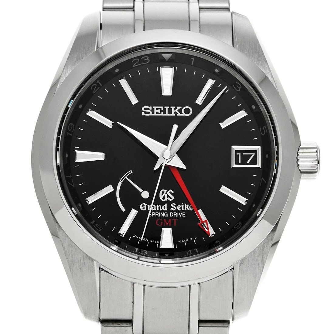SEIKO WATCH SPRING DRIVE GMT DATE BLACK: SEIKO WATCH SPRING DRIVE GMT DATE BLACK Brand: SEIKO Type/Style: Wristwatch Material: SS Color: Dial Color BLACK Size: Case size: 40.5mm Wrist size: Approx. 19.5cm Accessories: None Accessories