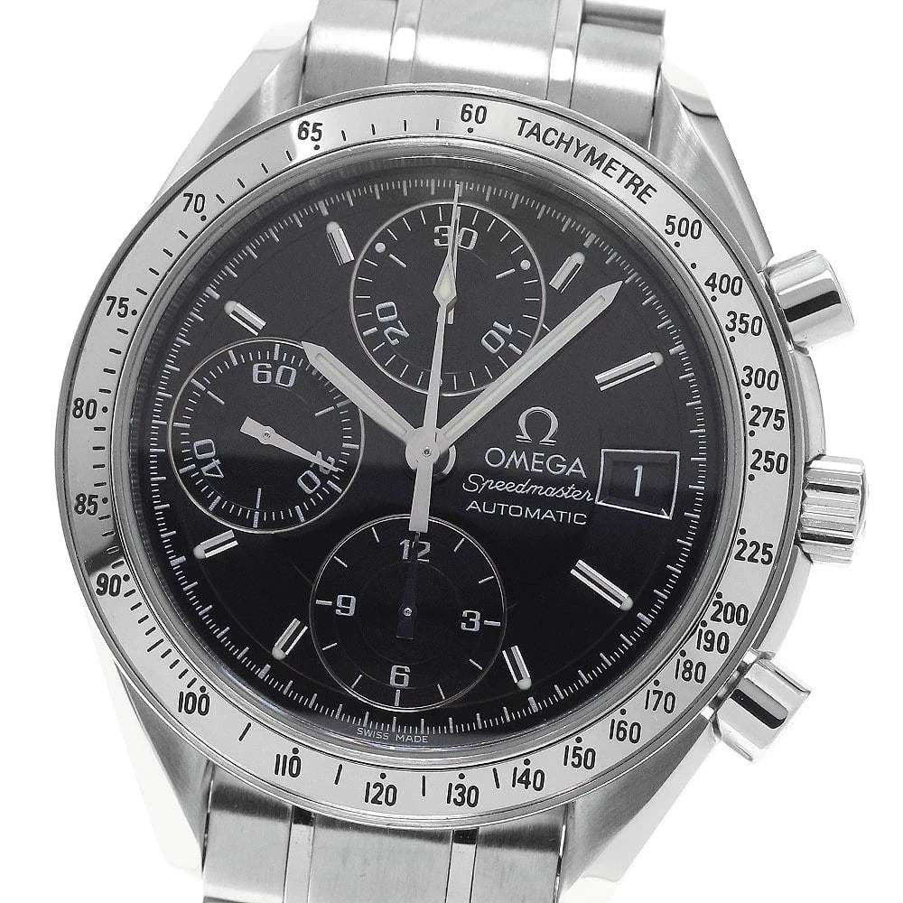 OMEGA WATCH SPEEDMASTER CHRONOGRAPH AUTOMATIC: OMEGA WATCH SPEEDMASTER CHRONOGRAPH AUTOMATIC Brand: OMEGA Type/Style: Wristwatch Material: SS Color: Dial Color BLACK Size: Case size: 39mm Wrist size: Approx. 18cm Accessories: None Acce