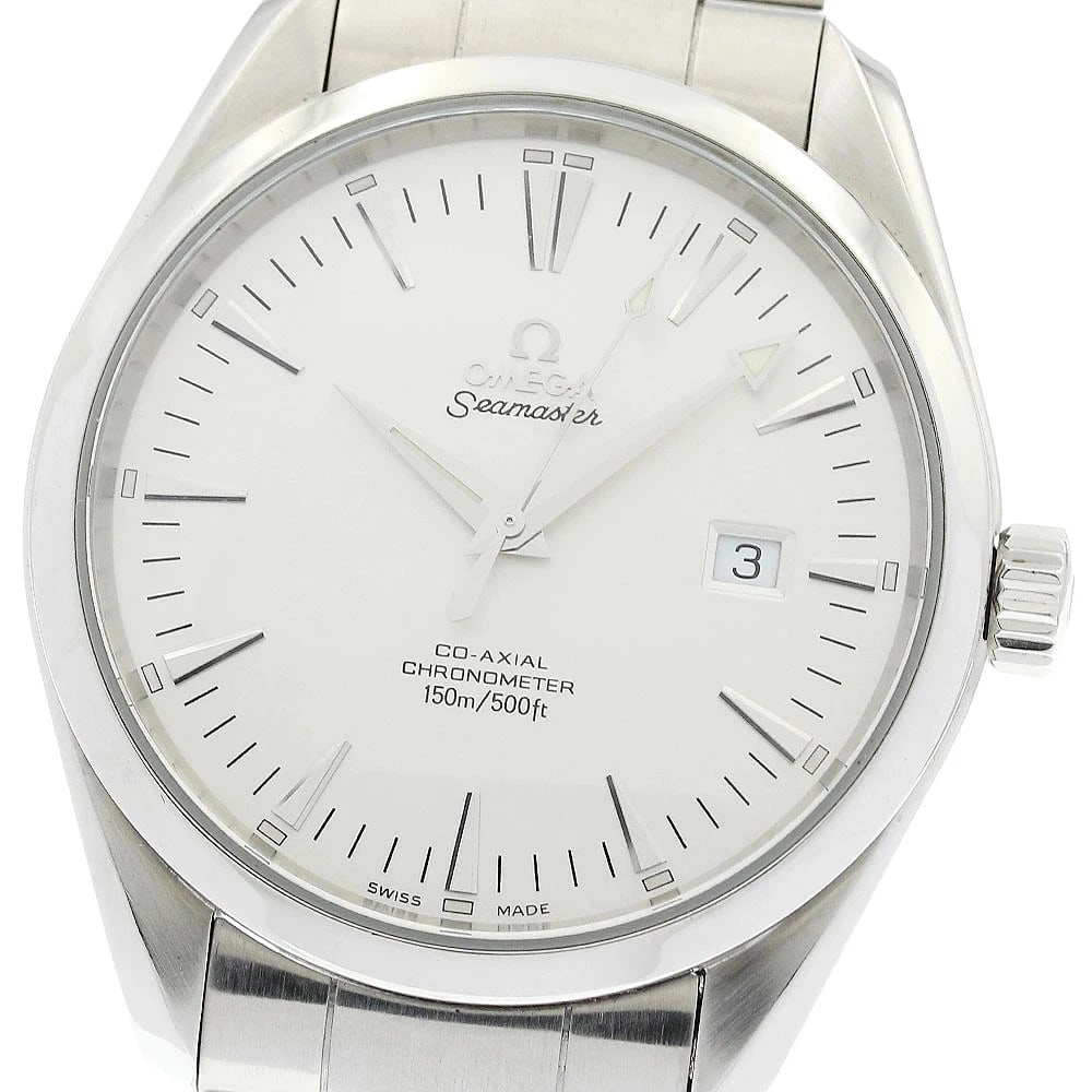OMEGA WATCH SEAMASTER AQUA TERRA CO-AXIAL DATE AUTOMATIC SILVER: OMEGA WATCH SEAMASTER AQUA TERRA CO-AXIAL DATE AUTOMATIC SILVER Brand: OMEGA Type/Style: Wristwatch Material: SS Color: Dial Color SILVER Size: Case size: 42mm Wrist size: Approx. 18cm Accessories