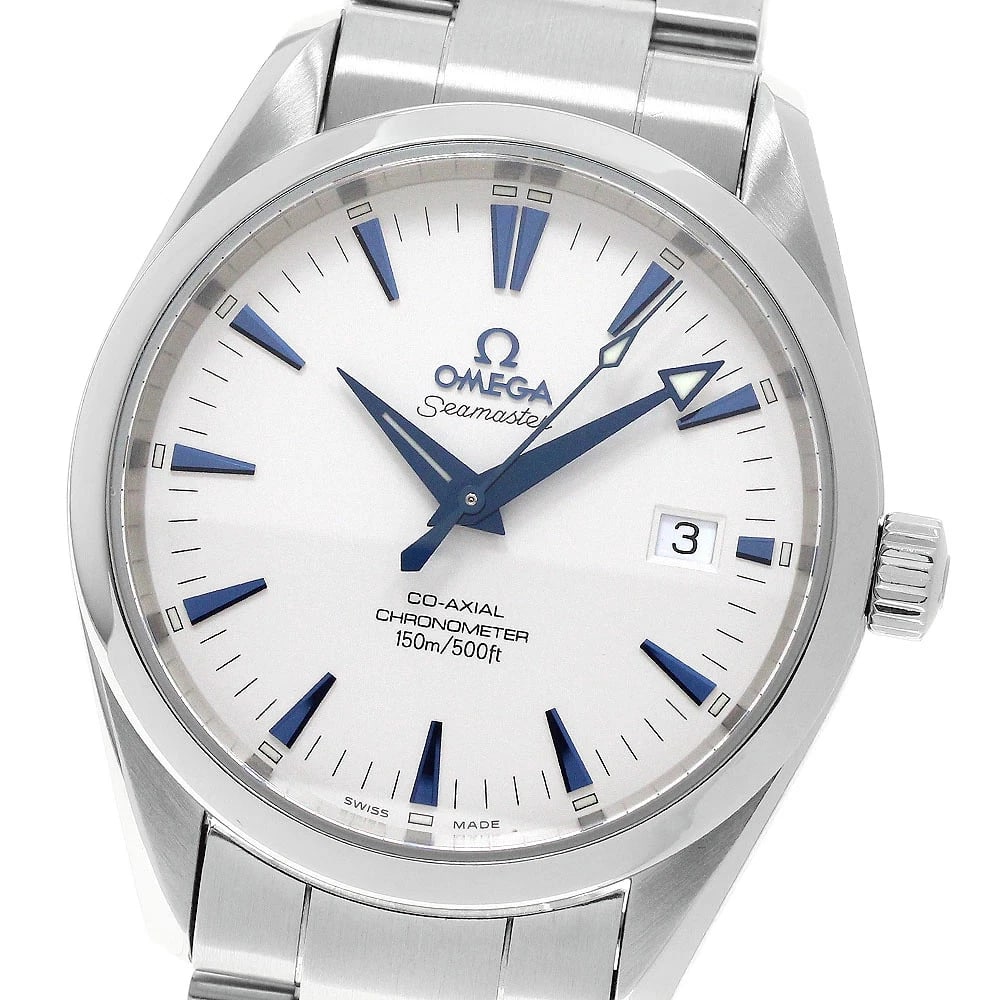 OMEGA WATCH SEAMASTER AQUA TERRA CO-AXIAL AUTOMATIC WHITE: OMEGA WATCH SEAMASTER AQUA TERRA CO-AXIAL AUTOMATIC WHITE Brand: OMEGA Type/Style: Wristwatch Material: SS Color: Dial Color WHITE Size: Case size: 39mm Wrist size: Approx. 17.5cm Accessories: None