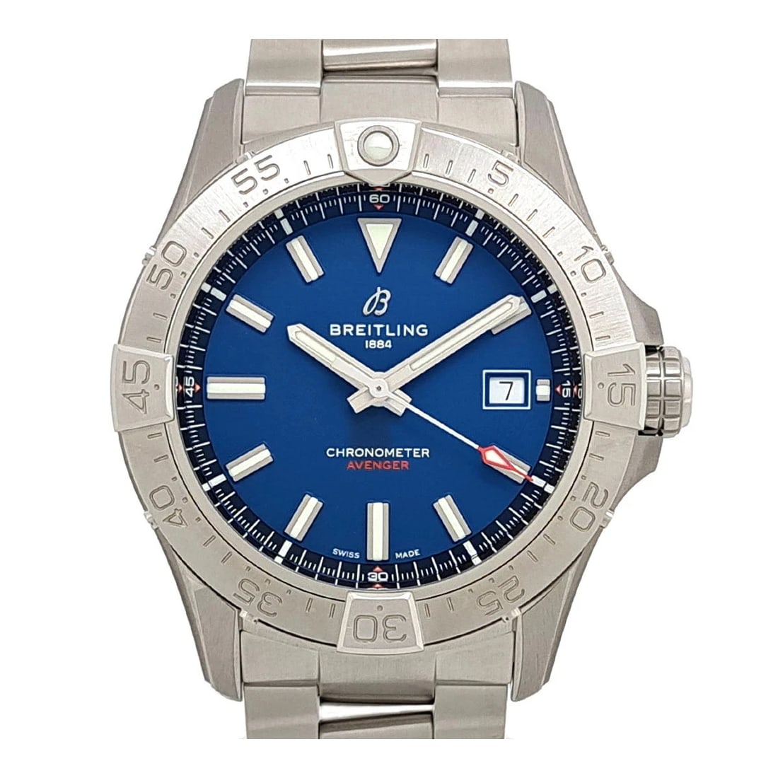 BREITLING WATCH AVENGER AUTOMATIC STAINLESS STEEL: BREITLING WATCH AVENGER AUTOMATIC STAINLESS STEEL Brand: BREITLING Type/Style: Wristwatch Material: SS Color: Dial Color BLUE Size: Case size: 42mm Wrist size: Approx. 20cm Accessories: None