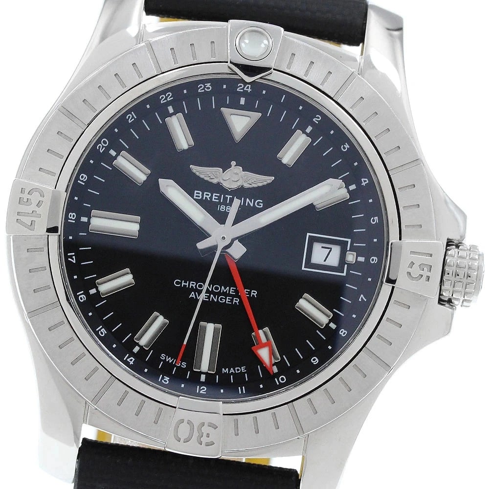 BREITLING WATCH AVENGER AUTOMATIC DATE BLACK STAINLESS STEEL: BREITLING WATCH AVENGER AUTOMATIC DATE BLACK STAINLESS STEEL Brand: BREITLING Type/Style: Wristwatch Material: SS Color: Dial Color BLACK Size: Case size: 43mm Wrist size: Approx. 18.5cm Accessories:
