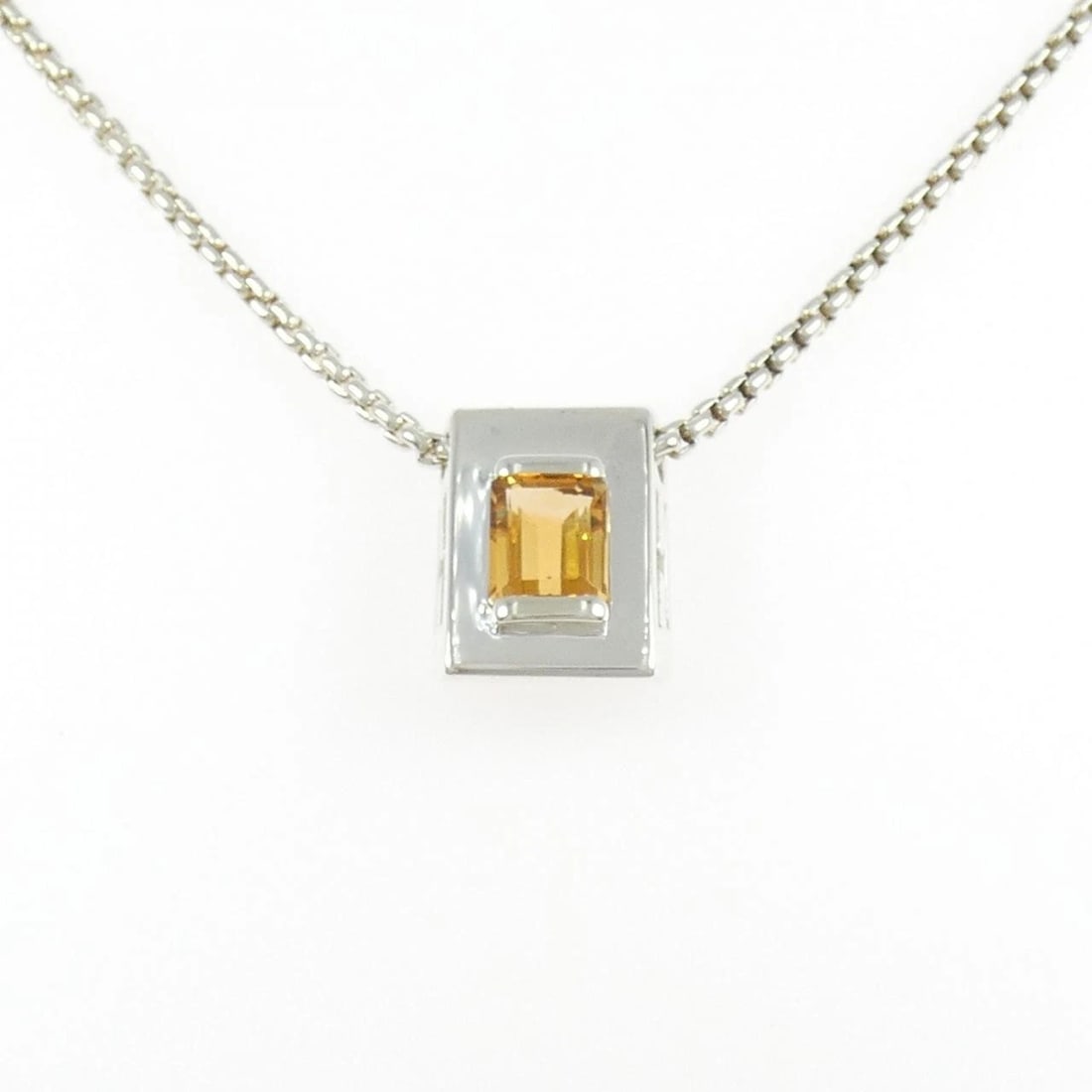 HERMES CITRINE NECKLACE: Hermes Citrine Necklace Brand: HERMES Type/Style: Hermes Necklace Material: 925Silver, Color: Silver Size: 40cm Pendant length approx. x width approx.: 15.5mmx12.4mm Chain maximum width approx.:
