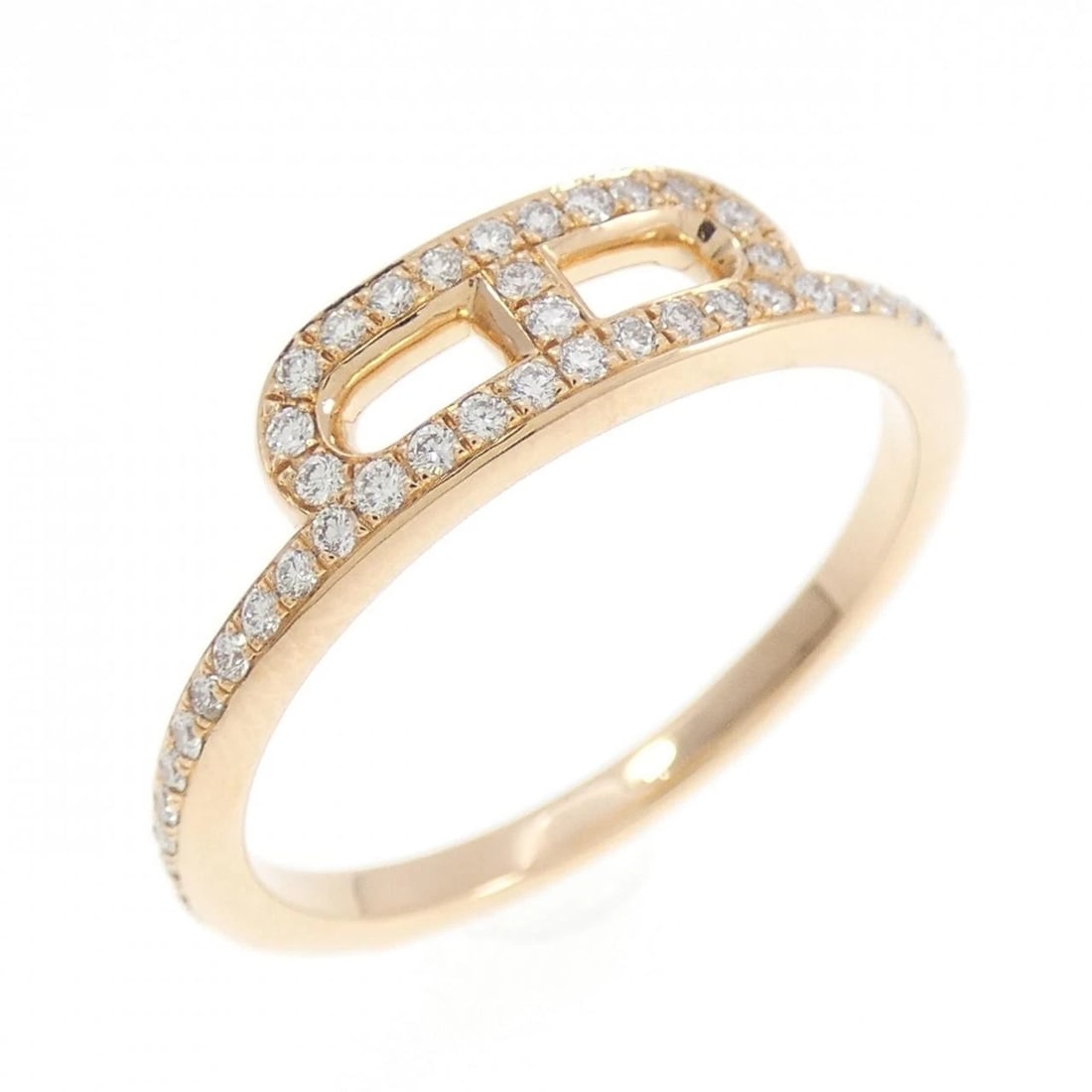 HERMES LINK RING: Hermes Link Ring Brand: HERMES Type/Style: Hermes Ring Material: 750 Pink Gold, Main Stone Natural Color: pink gold Size: US7(54) Accessories: None Accessories Notice: When purchasing pre-owned