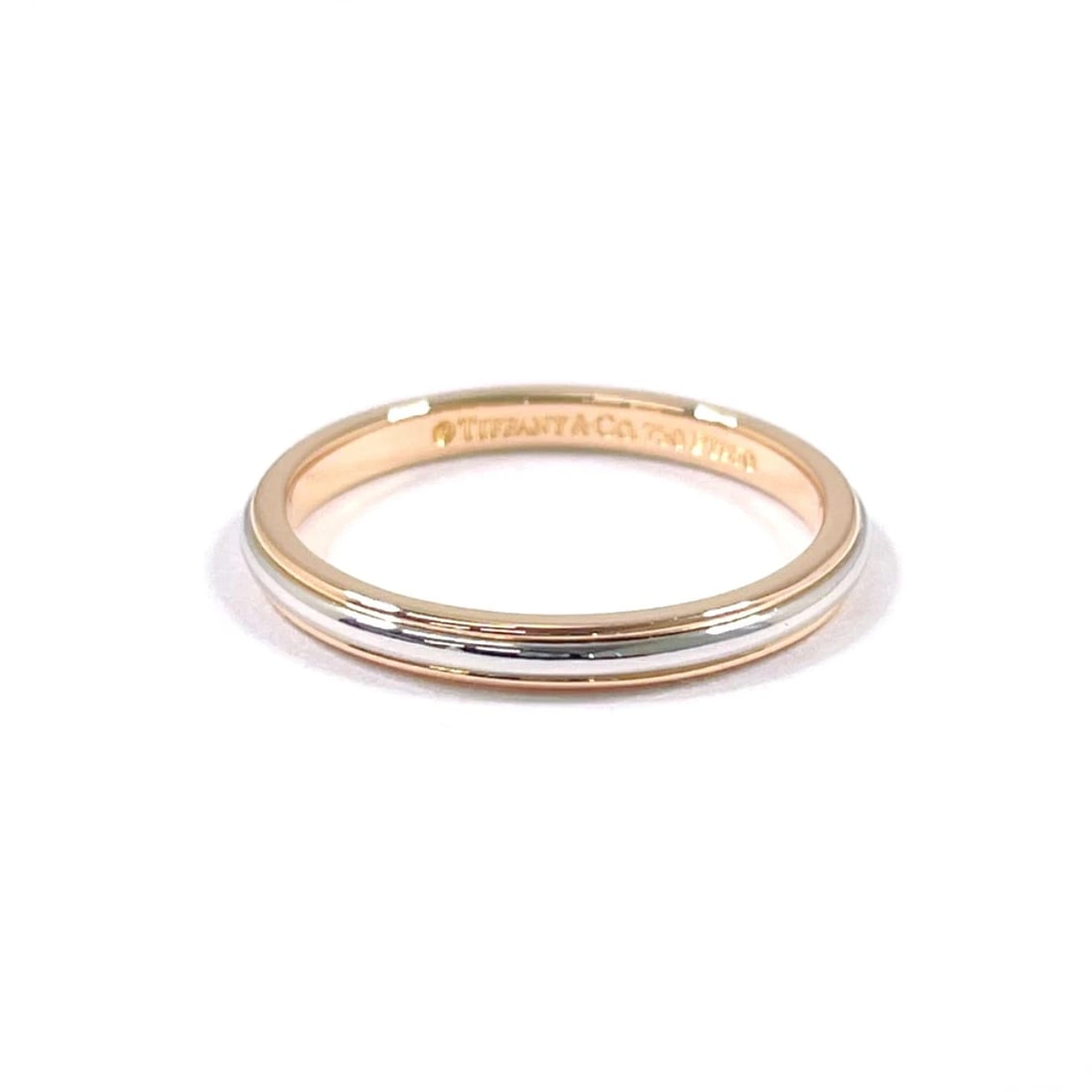 TIFFANY & CO. LUCIDA BAND RING PT950 K18 PINK GOLD: Tiffany & Co. Lucida Band Ring Pt950 K18 Pink Gold Brand: Tiffany & Co. Type/Style: Ring Material: Pt950 and K18 Pink Gold, Color: Gold / Silver Size: US 4.5 Accessories: None Accessories