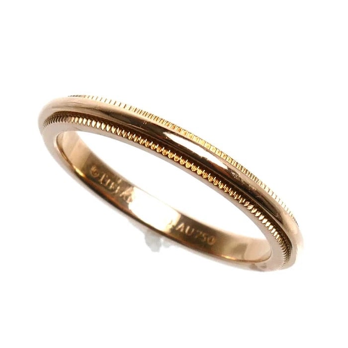 TIFFANY & CO. MILGRAIN PINK GOLD RING K18PG: Tiffany & Co. Milgrain Pink Gold Ring K18PG Brand: Tiffany & Co. Type/Style: Ring Material: 18K Pink Gold, Color: Pink Gold Size: US 5 Accessories: None Accessories Notice: When purchasing