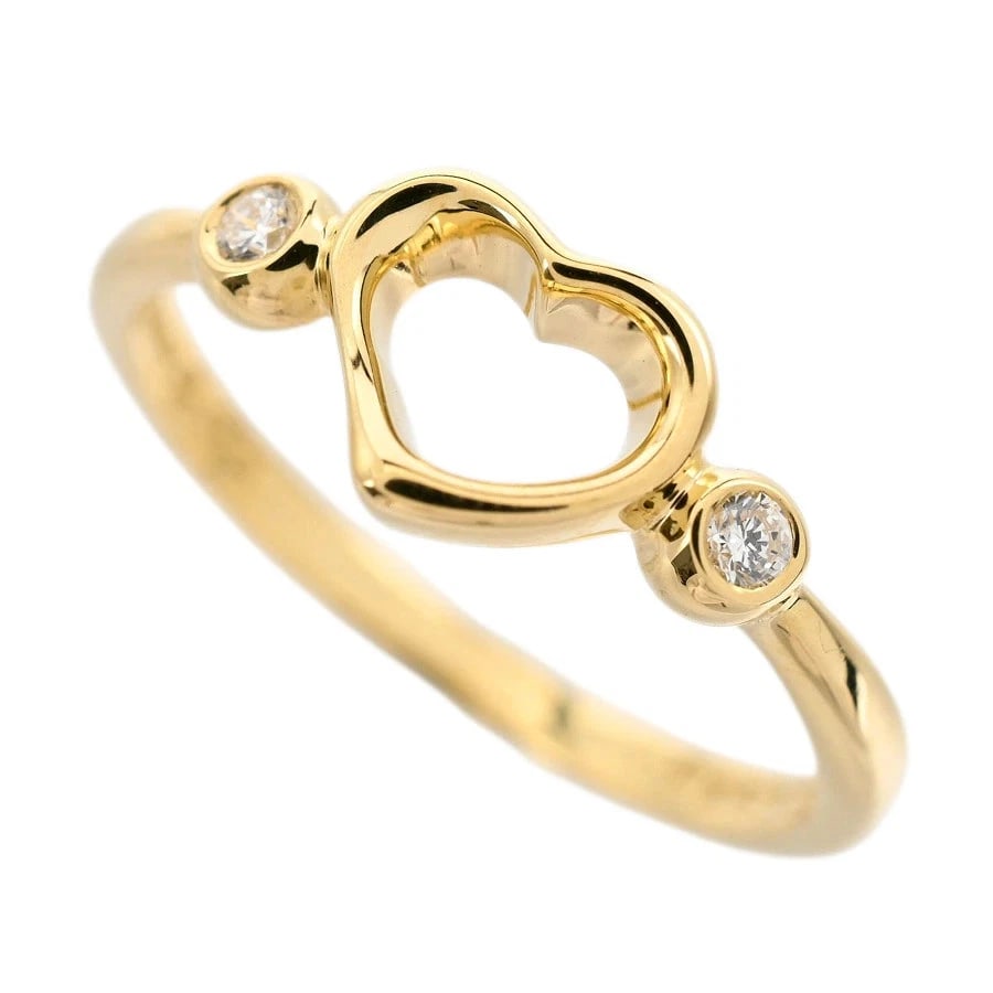 TIFFANY & CO. OPEN HEART RING K18 YELLOW GOLD DIAMOND: Tiffany & Co. Open Heart Ring K18 Yellow Gold Diamond Brand: Tiffany & Co. Type/Style: Ring Material: K18 Yellow Gold, Main Stone Natural Color: Gold Size: US 7 Accessories: None Accessori