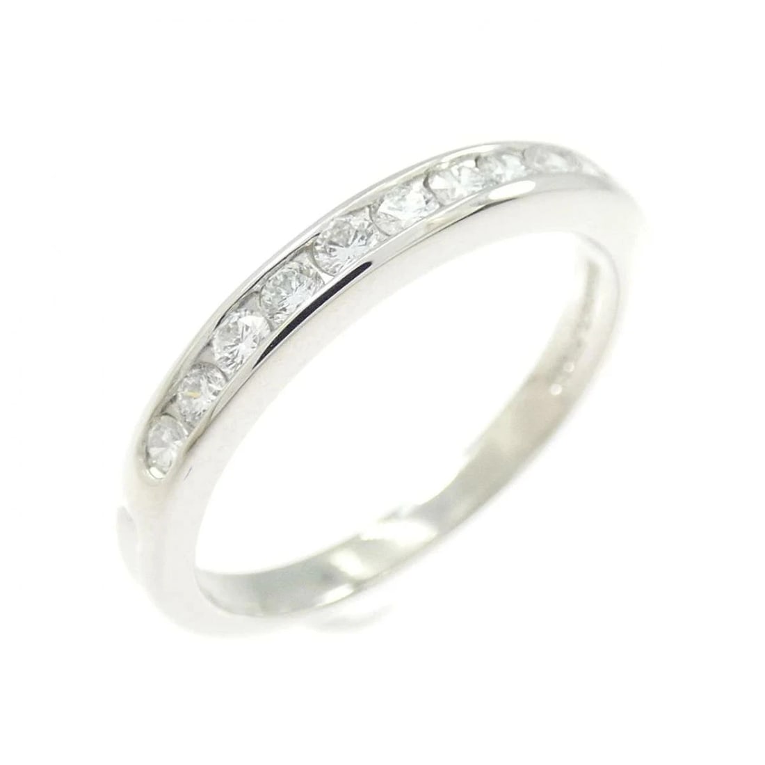 TIFFANY HALF CIRCLE CHANNEL SET DIAMOND RING: Tiffany Half Circle Channel Set Diamond Ring Brand: Tiffany & Co. Type/Style: Ring Material: Platinum 950, Main Stone Natural Color: Silver Size: US 5 Accessories: None Accessories Notice: