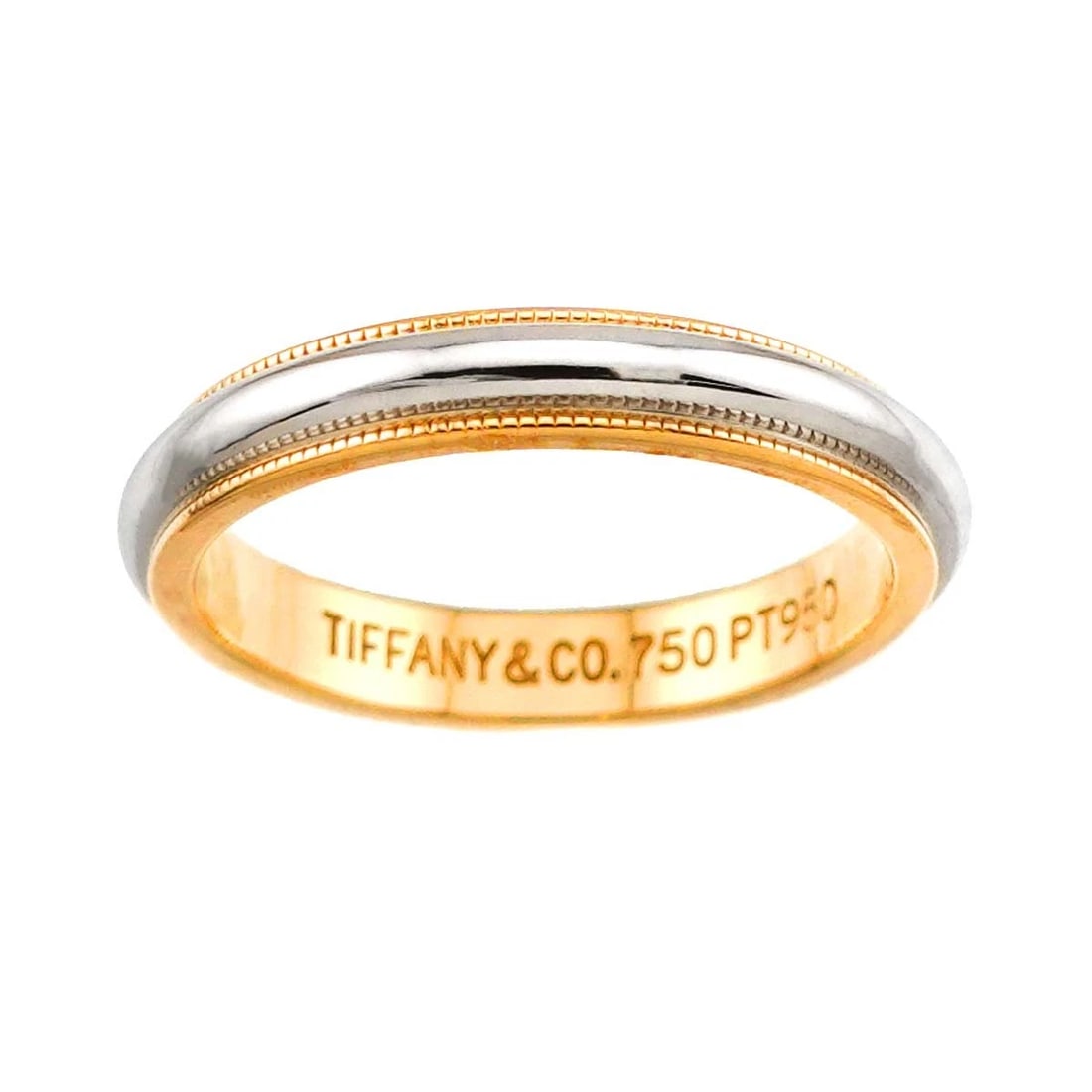 TIFFANY & CO. MILGRAIN BAND RING YELLOW GOLD: Tiffany & Co. Milgrain Band Ring Yellow Gold Brand: Tiffany & Co. Type/Style: Ring Material: 18K Yellow Gold, Platinum, Color: Yellow Gold, Platinum Size: US 7 Accessories: None Accessorie