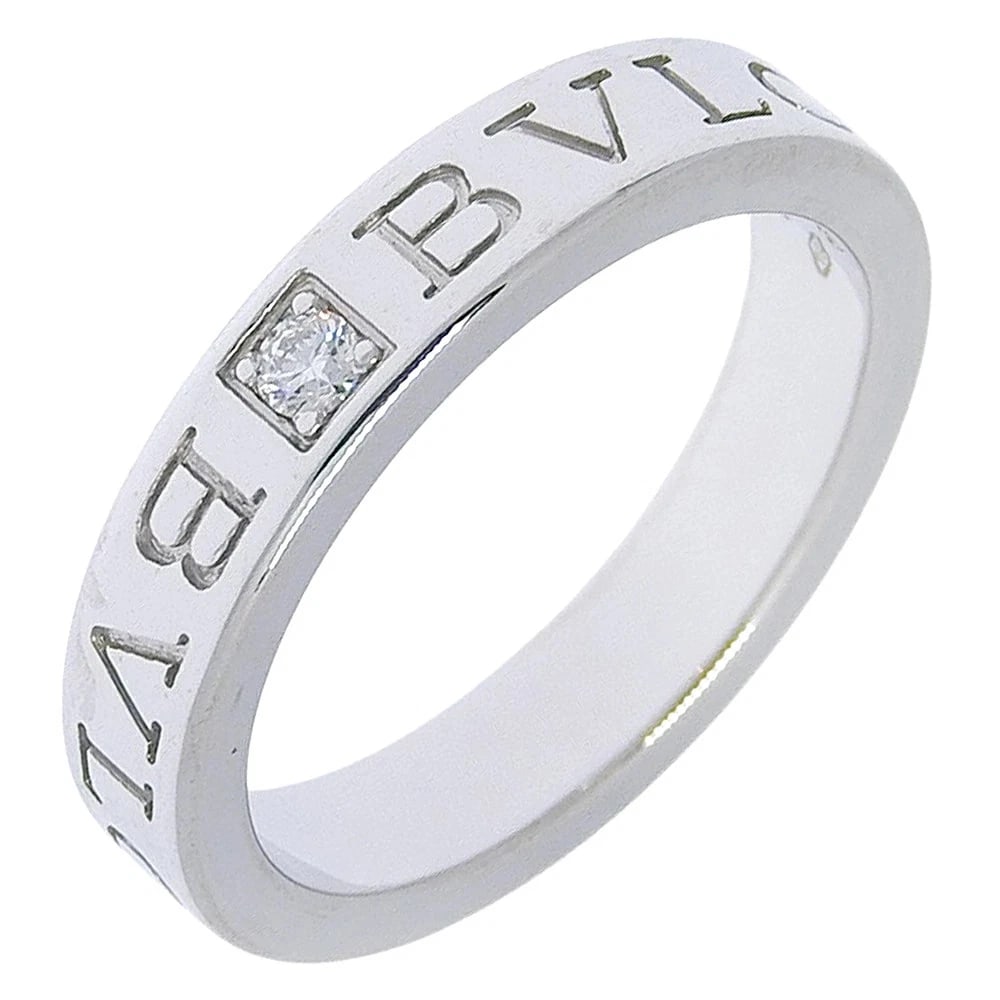 BVLGARI LOGO RING 18K WHITE GOLD DIAMOND: Bvlgari Logo Ring 18K White Gold Diamond Brand: Bvlgari Type/Style: Ring Material: 18K White Gold, Main Stone Natural Color: White Gold Size: US 6.5 Accessories: None Accessories Notice: W