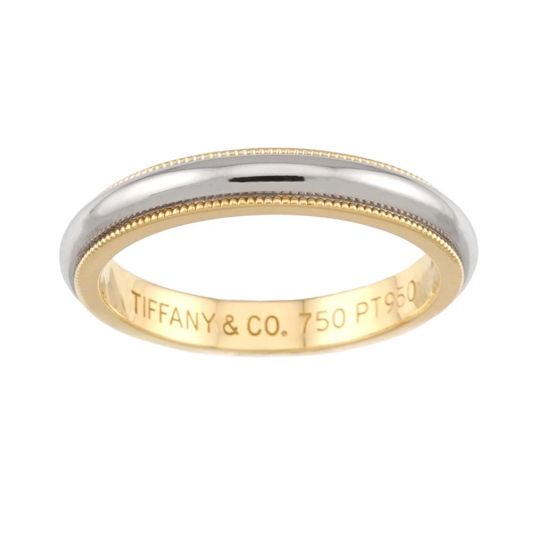 TIFFANY & CO. MILGRAIN BAND RING YELLOW GOLD: Tiffany & Co. Milgrain Band Ring Yellow Gold Brand: Tiffany & Co. Type/Style: Ring Material: 18K Yellow Gold, Pt950, Color: Yellow Gold, Platinum Size: US 7 Accessories: None Accessories N