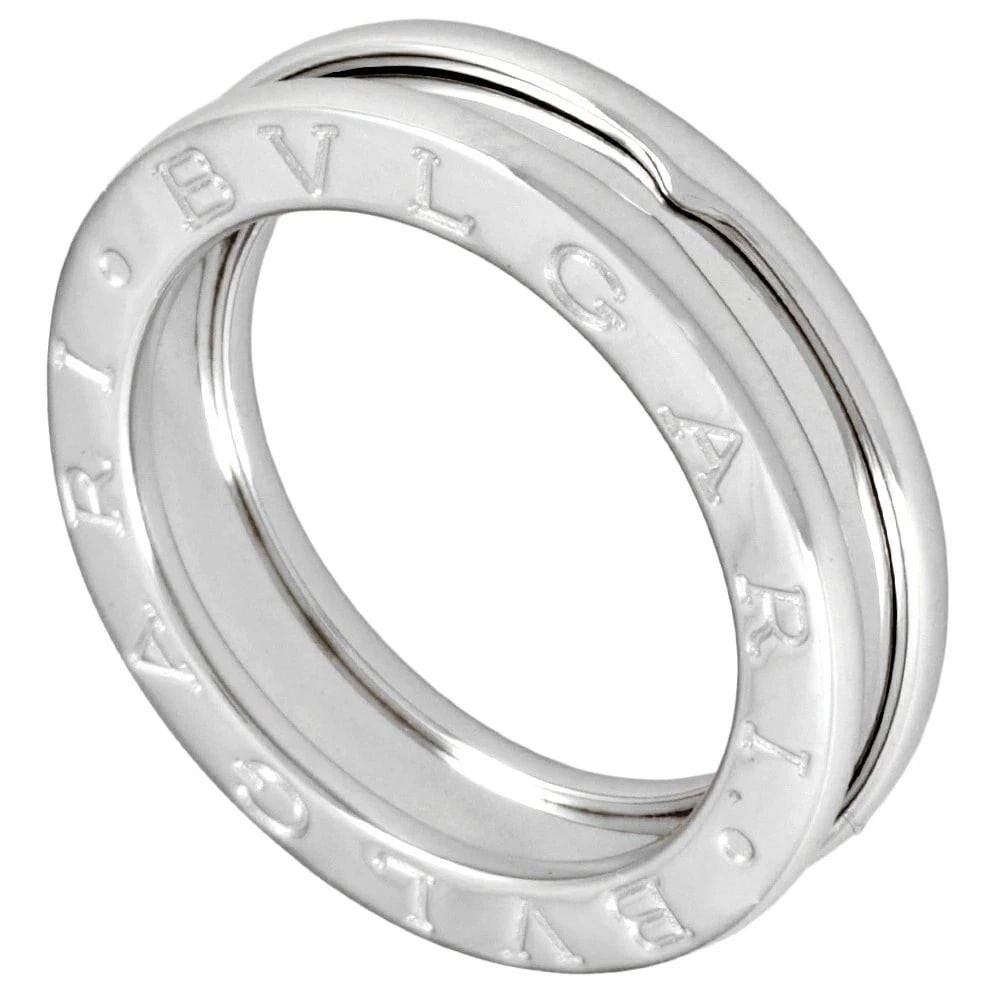 BVLGARI B.ZERO1 RING 18K WHITE GOLD BAND: Bvlgari B.zero1 Ring 18K White Gold Band Brand: Bvlgari Type/Style: Ring Material: 18K White Gold, Color: White Gold Size: US 4.5 Accessories: None Accessories Notice: When purchasing pre-