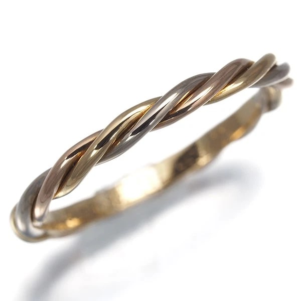CARTIER THREE COLOR GOLD RING K18 YELLOW WHITE PINK GOLD: Cartier Three Color Gold Ring K18 Yellow White Pink Gold Brand: Cartier Type/Style: Ring Material: K18 Yellow White Pink Gold, Color: Yellow White Pink Gold Size: US 4.5 Accessories: None