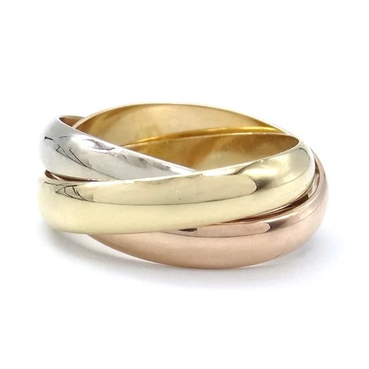 CARTIER TRINITY RING 18K THREE COLOR GOLD: Cartier Trinity Ring 18K Three Color Gold Brand: Cartier Type/Style: Ring Material: 18K Yellow Gold, White Gold, Rose Gold, Color: Yellow Gold, White Gold, Rose Gold Size: US 6 Accessories: None
