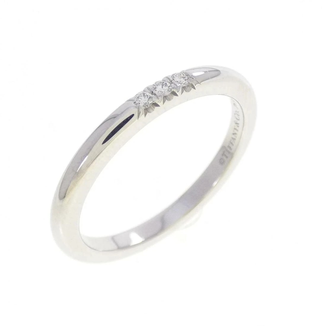 TIFFANY PLATINUM 950 DIAMOND BAND RING: Tiffany Platinum 950 Diamond Band Ring Brand: Tiffany & Co. Type/Style: Ring Material: Platinum 950, Main Stone Natural Color: Silver Size: US 5 Accessories: None Accessories Notice: When