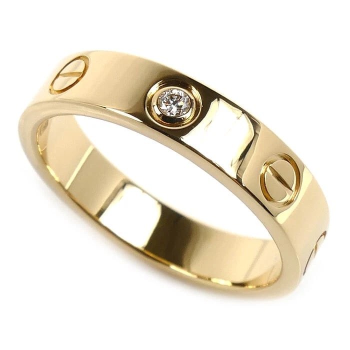 CARTIER MINI LOVE 1P DIAMOND RING: Cartier Mini Love 1P Diamond Ring Brand: Cartier Type/Style: Ring Material: 18K Yellow Gold, Main Stone Natural Color: Yellow Gold Size: US 6 Accessories: None Accessories Notice: When pur