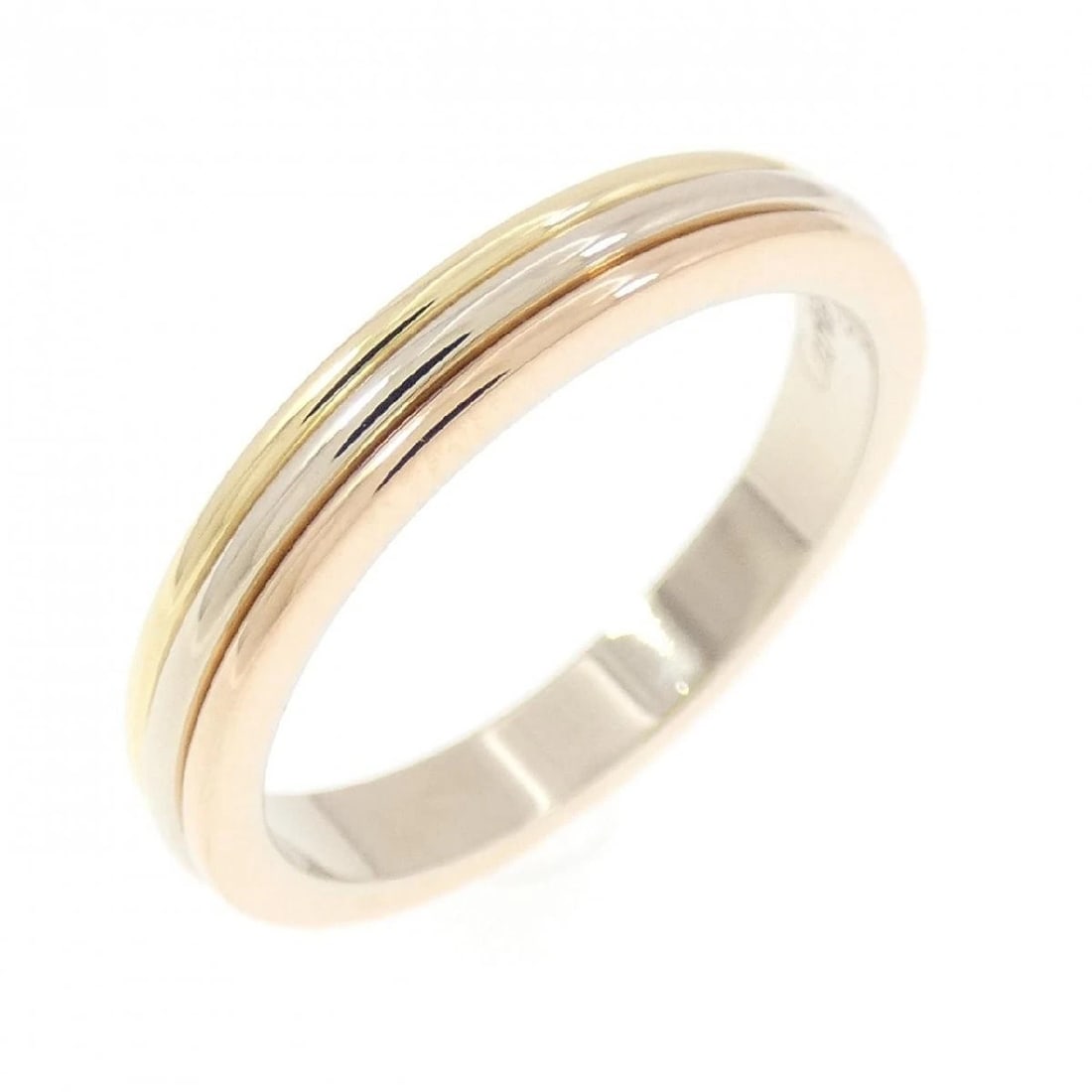 CARTIER THREE GOLD RING 18K YELLOW WHITE PINK GOLD: Cartier Three Gold Ring 18K Yellow White Pink Gold Brand: Cartier Type/Style: Ring Material: 18K Yellow Gold, 18K White Gold, 18K Pink Gold, Color: Yellow Gold, White Gold, Pink Gold Size: US 5.5