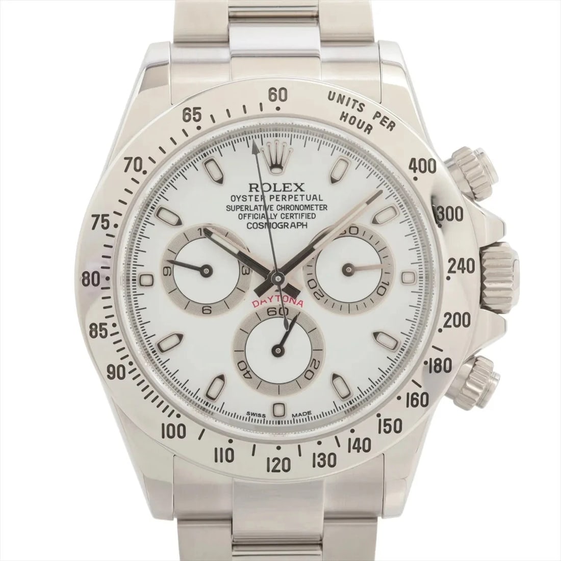 ROLEX COSMOGRAPH DAYTONA SS AT WHITE DIAL WATCH: Rolex Cosmograph Daytona Ss At White Dial Watch Brand: Rolex Type/Style: Wristwatch Material: SS Color: Dial Color White Size: Case:W1.6 x H1.6inch / W40 x H40 Circumference of Wrist:7.9inch / 20