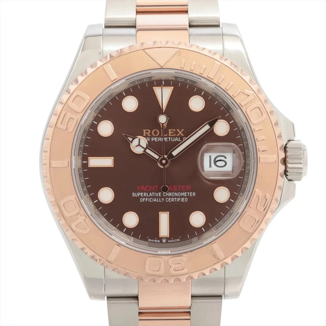 ROLEX YACHT-MASTER 40 AT CHOCOLATE WATCH: Rolex Yacht-Master 40 At Chocolate Watch Brand: Rolex Type/Style: Wristwatch Material: PG?SS Color: Dial Color Chocolate Size: Case:W1.6 x H1.6inch / W40 x H40 Circumference of Wrist:7.5inch / 19