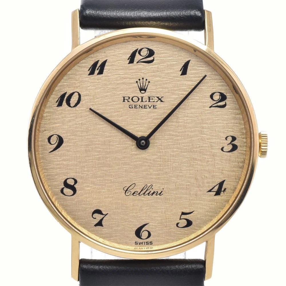 ROLEX CHERINI K18YG / LEATHER WINDING WATCH: Rolex Cherini K18Yg / Leather Winding Watch Brand: ROLEX Type/Style: Wristwatch Material: Band Material leather, Case Material K18YG Color: Case Color gold, Band Color black, Dial Color gold Size:
