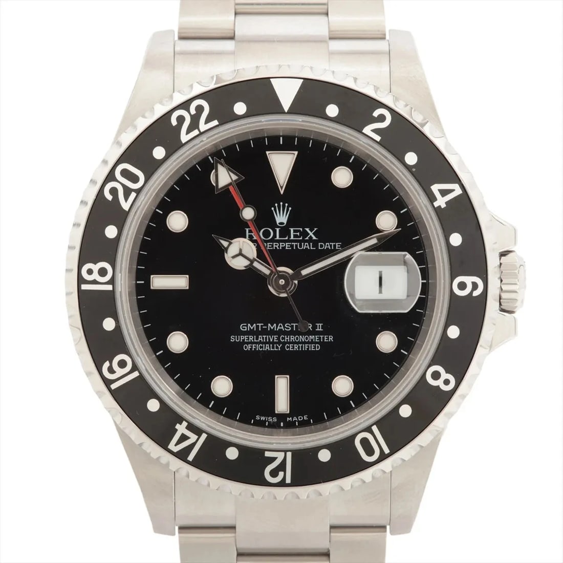 ROLEX GMT MASTER II SS AT BLACK DIAL WATCH: Rolex Gmt Master Ii Ss At Black Dial Watch Brand: Rolex Type/Style: Wristwatch Material: SS Color: Dial Color Black Size: Case:W1.6 x H1.6inch / W40 x H40 Circumference of Wrist:7.1inch / 18 Acces
