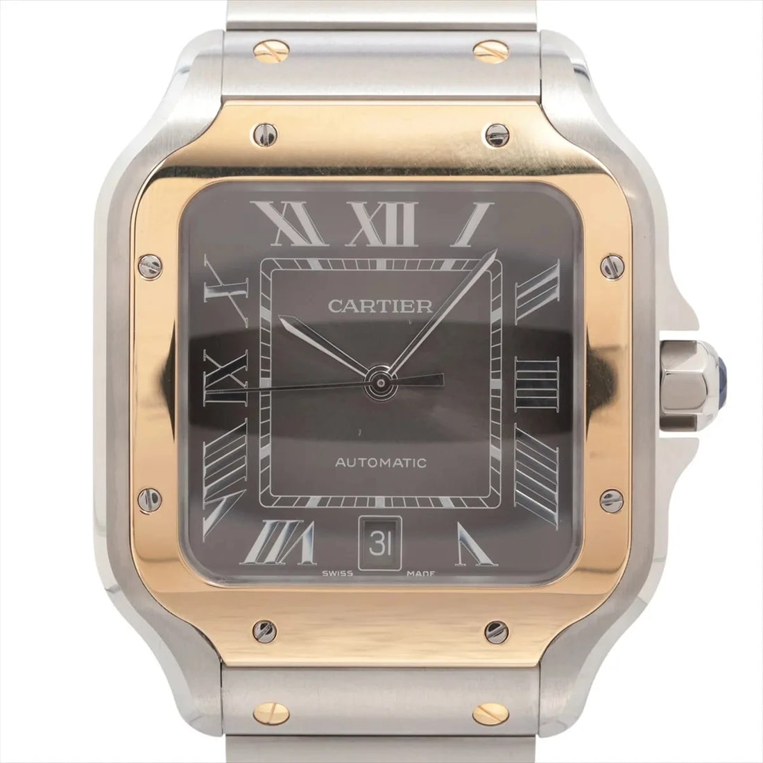 CARTIER SANTOS DOO CARTIER LM AT GRAY WATCH: Cartier Santos Doo Cartier Lm At Gray Watch Brand: Cartier Type/Style: Wristwatch Material: SS YG Color: Dial Color Gray Size: Case:W1.2 x H1.6inch / W39.8 x H47.5 Circumference of Wrist:7.5inch / 19 