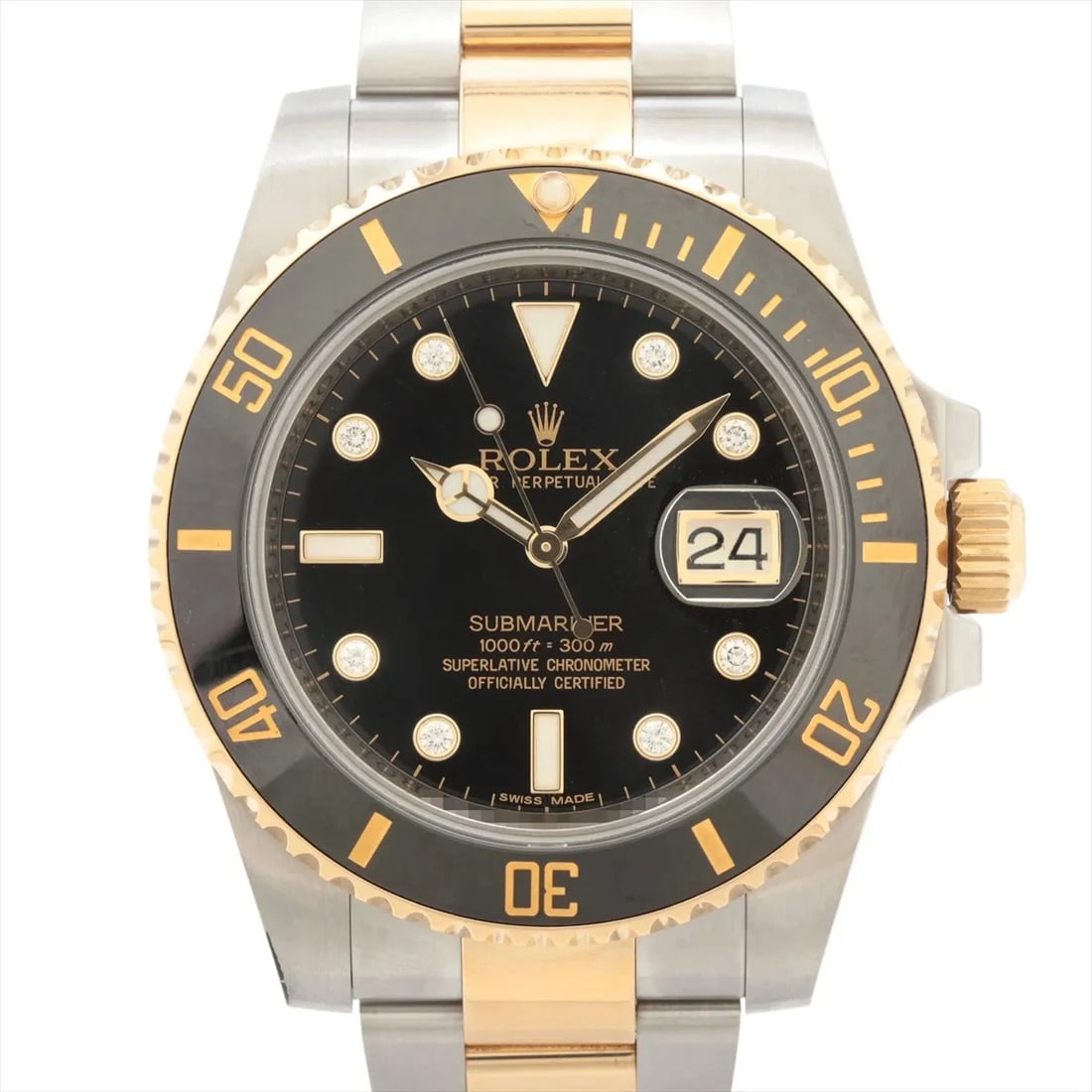 ROLEX SUBMARINER DATE AT BLACK DIAL WATCH: Rolex Submariner Date At Black Dial Watch Brand: Rolex Type/Style: Wristwatch Material: SS?YG Color: Dial Color Black Size: Case:W1.6 x H1.6inch / W40 x H40 Circumference of Wrist:7.3inch / 18.5 A