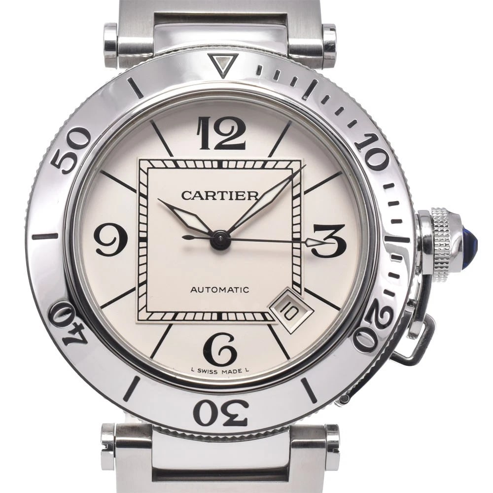CARTIER PACHA SEA TIMER SILVER DIAL AUTOMATIC WATCH: Cartier Pacha Sea Timer Silver Dial Automatic Watch Brand: CARTIER Type/Style: Wristwatch Material: Band Material Stainless Steel, Case Material Stainless Steel Color: Case Color Silver, Band Color