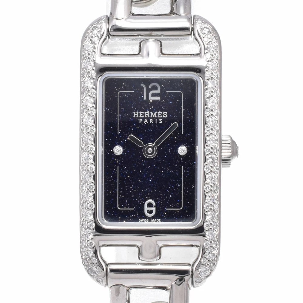 HERMES NANTUCKET AVENTURINE DIAL DIAMONDS QUARTZ WATCH: Hermes Nantucket Aventurine Dial Diamonds Quartz Watch Brand: HERMES Type/Style: Wristwatch Material: Band Material Stainless Steel, Case Material Stainless Steel Color: Case Color Silver, Band Color 