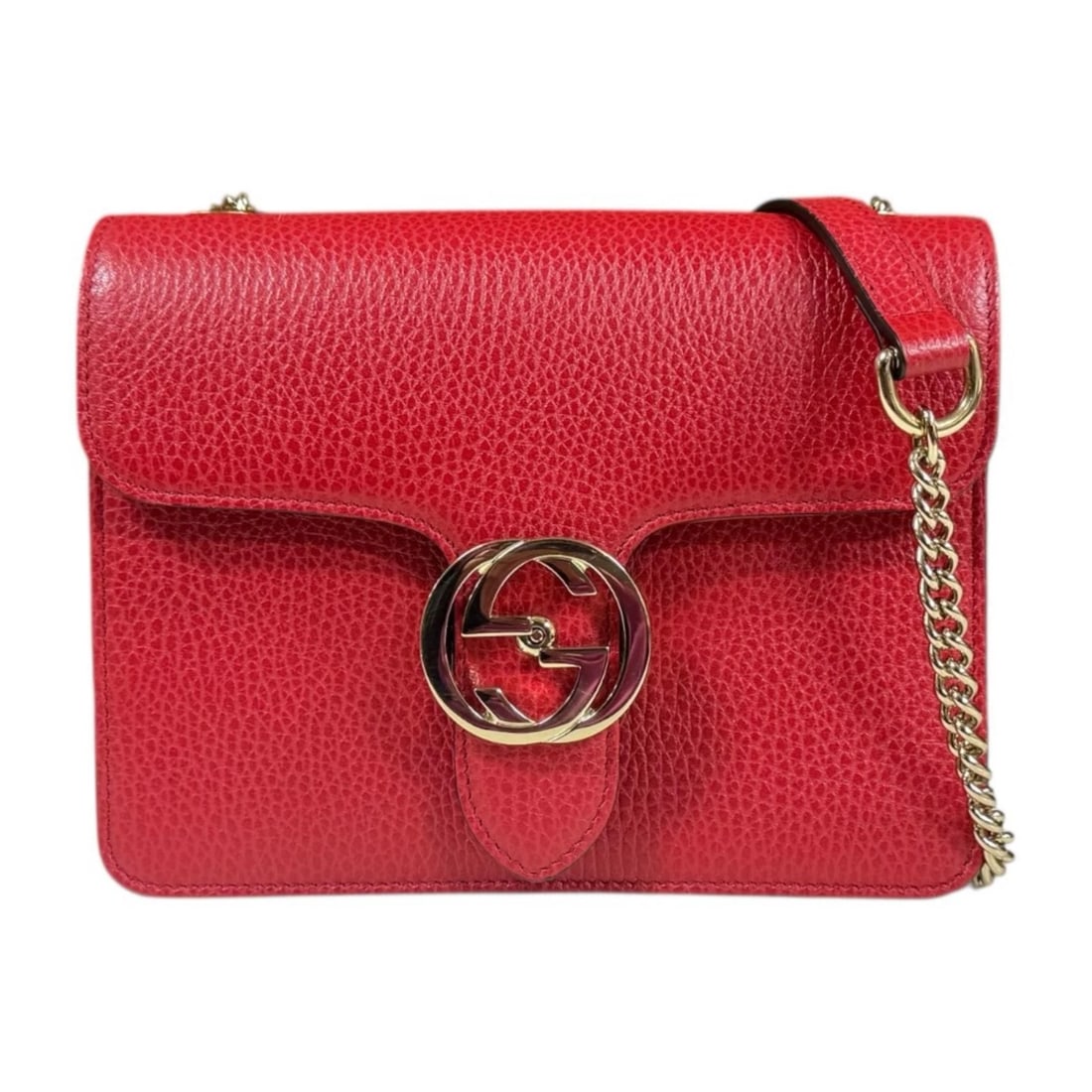 GUCCI SHOULDER BAG CROSS BODY LEATHER CHAIN: GUCCI Shoulder Bag Cross Body leather Chain Brand: GUCCI Type/Style: Shoulder Bag Material: Exterior Material leather Color: Exterior color red Size: W7.7 x H5.7 x D2.0inch Accessories: None <