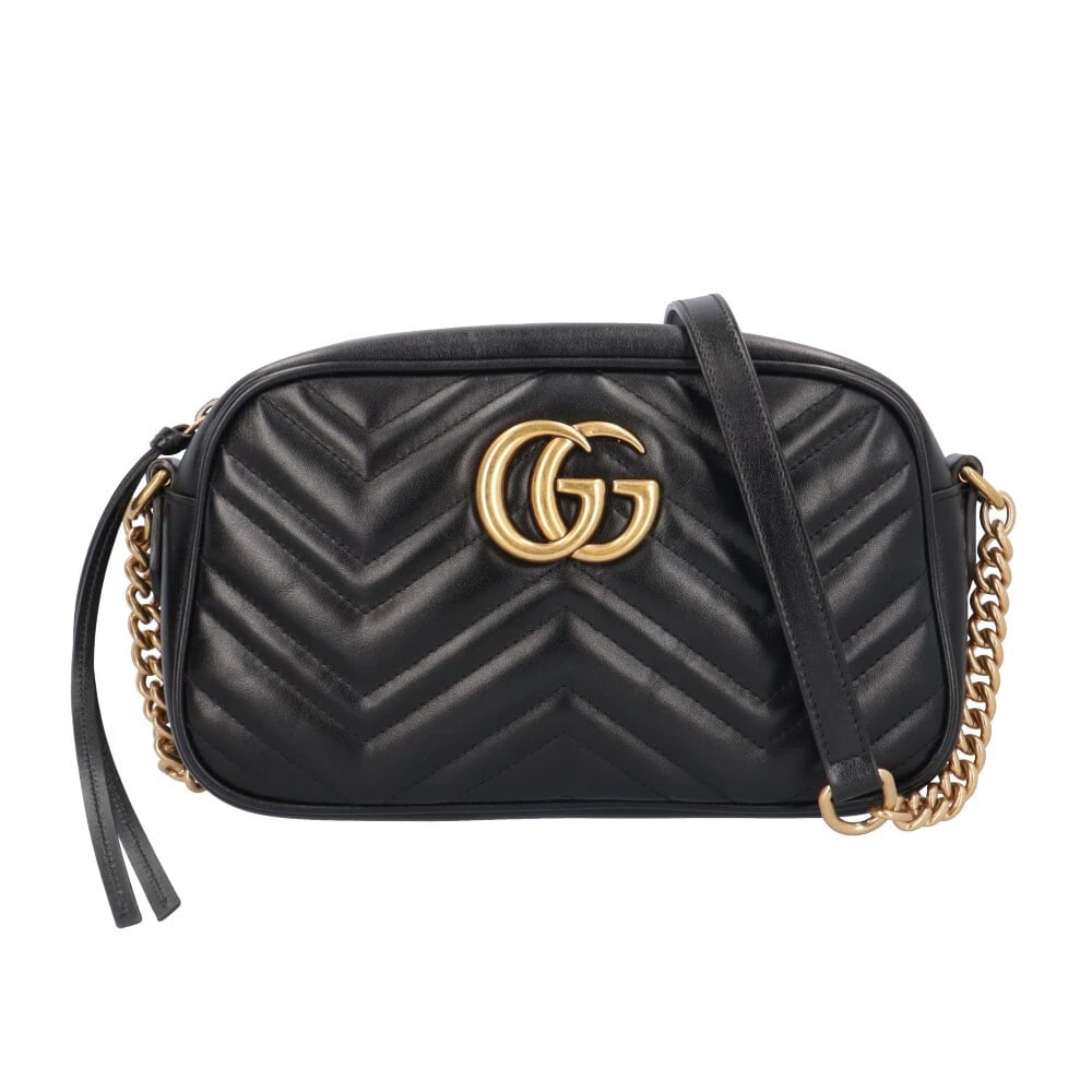 GUCCI SHOULDER BAG CROSS BODY LEATHER CHAIN: GUCCI Shoulder Bag Cross Body leather Chain Brand: GUCCI Type/Style: Shoulder Bag Material: Exterior Material leather Color: Exterior color black Size: W9.4 x H5.5 x D2.6inch Accessories: None