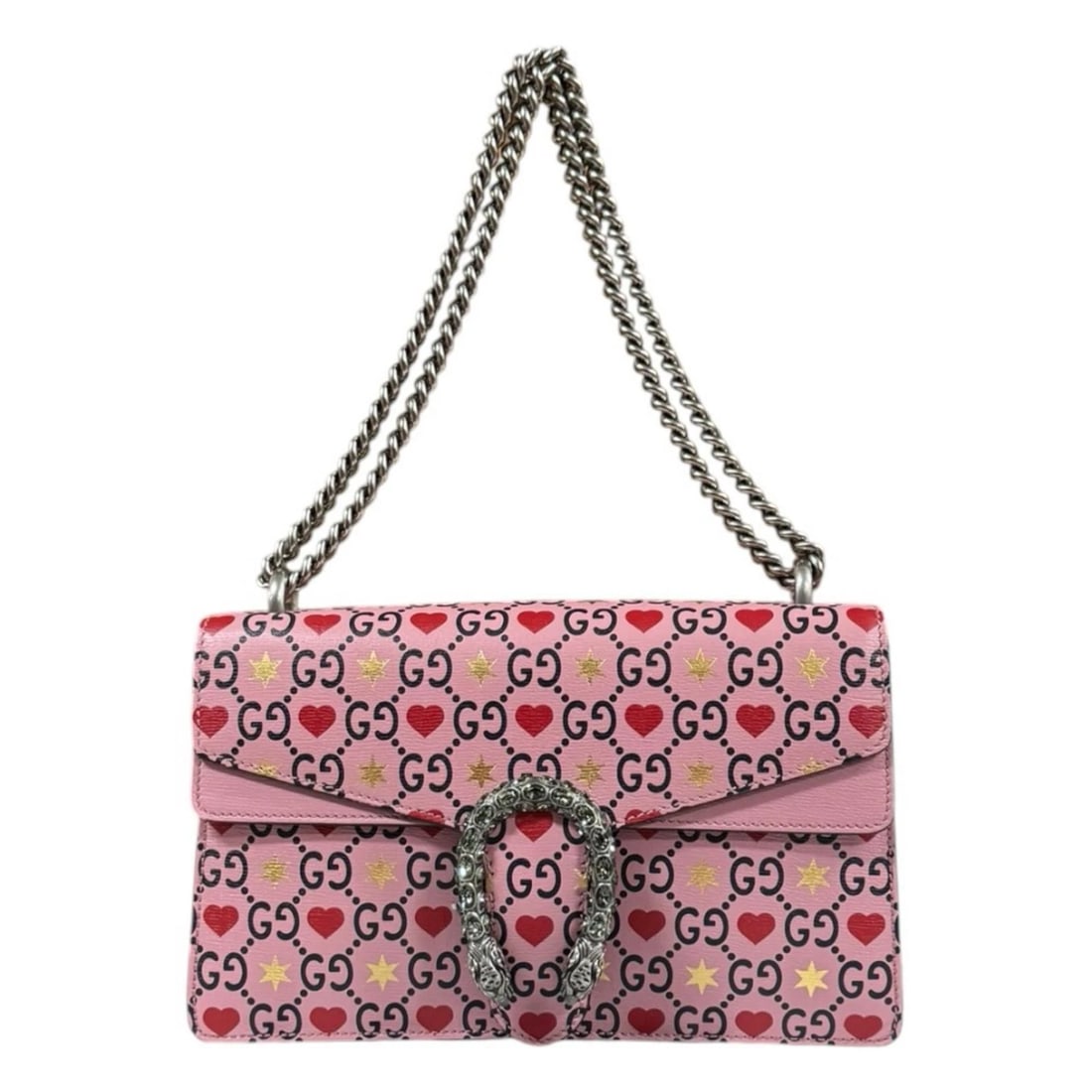 GUCCI VALENTINE HEART SHOULDER BAG LEATHER CHAIN: GUCCI Valentine Heart Shoulder Bag leather Chain Brand: GUCCI Type/Style: Shoulder Bag Material: Exterior Material leather Color: Exterior color pink Size: W10.6 x H6.5 x D2.4inch Accessories: Non