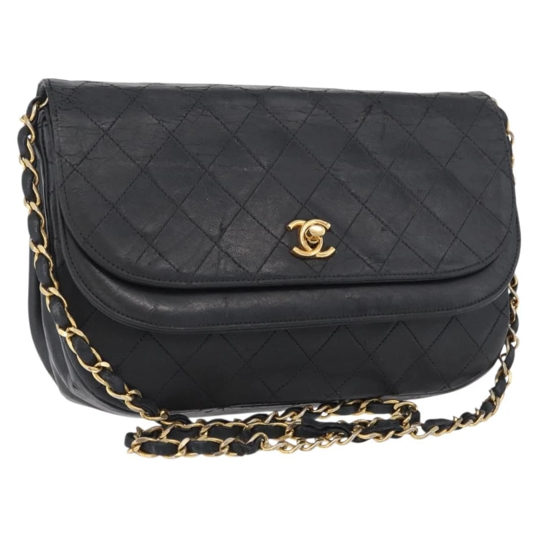 CHANEL MATELASSE CHAIN SHOULDER BAG: CHANEL Matelasse Chain Shoulder Bag Brand: CHANEL Type/Style: Shoulder Bag Material: Lamb Skin Color: Black/Gold Size: W9.4 x H6.3 x D2.4inch(Approx) Accessories: None Accessories Notice: When