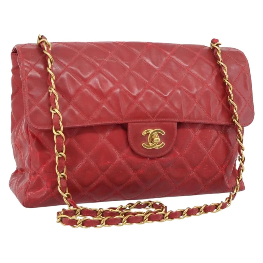 CHANEL MATELASSE CHAIN SHOULDER BAG: CHANEL Matelasse Chain Shoulder Bag Brand: CHANEL Type/Style: Shoulder Bag Material: Patent Leather Color: Red/Gold Size: W11.8 x H7.9 x D3.1inch(Approx) Accessories: None Accessories Notice: When