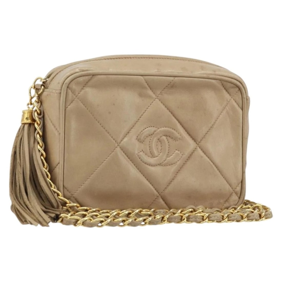 CHANEL MATELASSE CHAIN SHOULDER BAG LAMB SKIN BEIGE: CHANEL Matelasse Chain Shoulder Bag Lamb Skin Beige Brand: CHANEL Type/Style: Shoulder Bag Material: Lamb Skin Color: Beige/Gold Size: W7.1 x H4.7 x D2.8inch(Approx) Accessories: None Acce