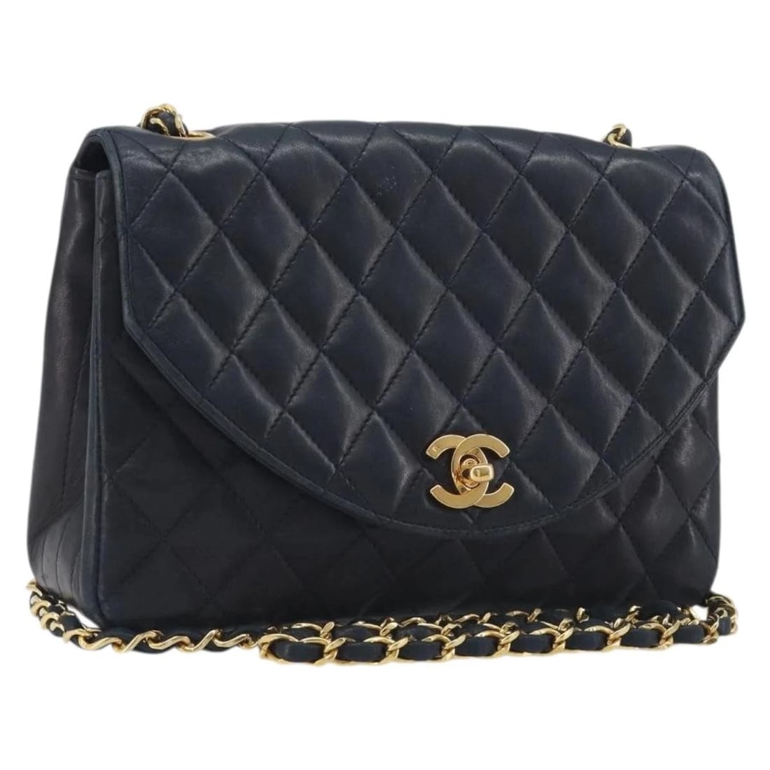 CHANEL MATELASSE CHAIN SHOULDER BAG LAMB SKIN NAVY: CHANEL Matelasse Chain Shoulder Bag Lamb Skin Navy Brand: CHANEL Type/Style: Shoulder Bag Material: Lamb Skin Color: Navy/Gold Size: W8.7 x H5.9 x D2.4inch(Approx) Accessories: None Access